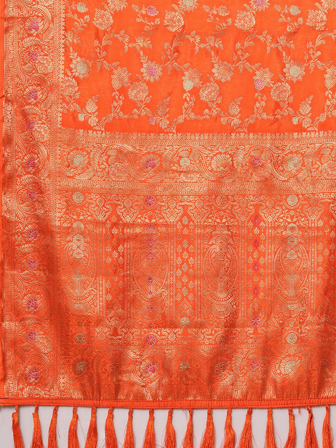 Vibrant Orange Banarasi Saree - Ressa