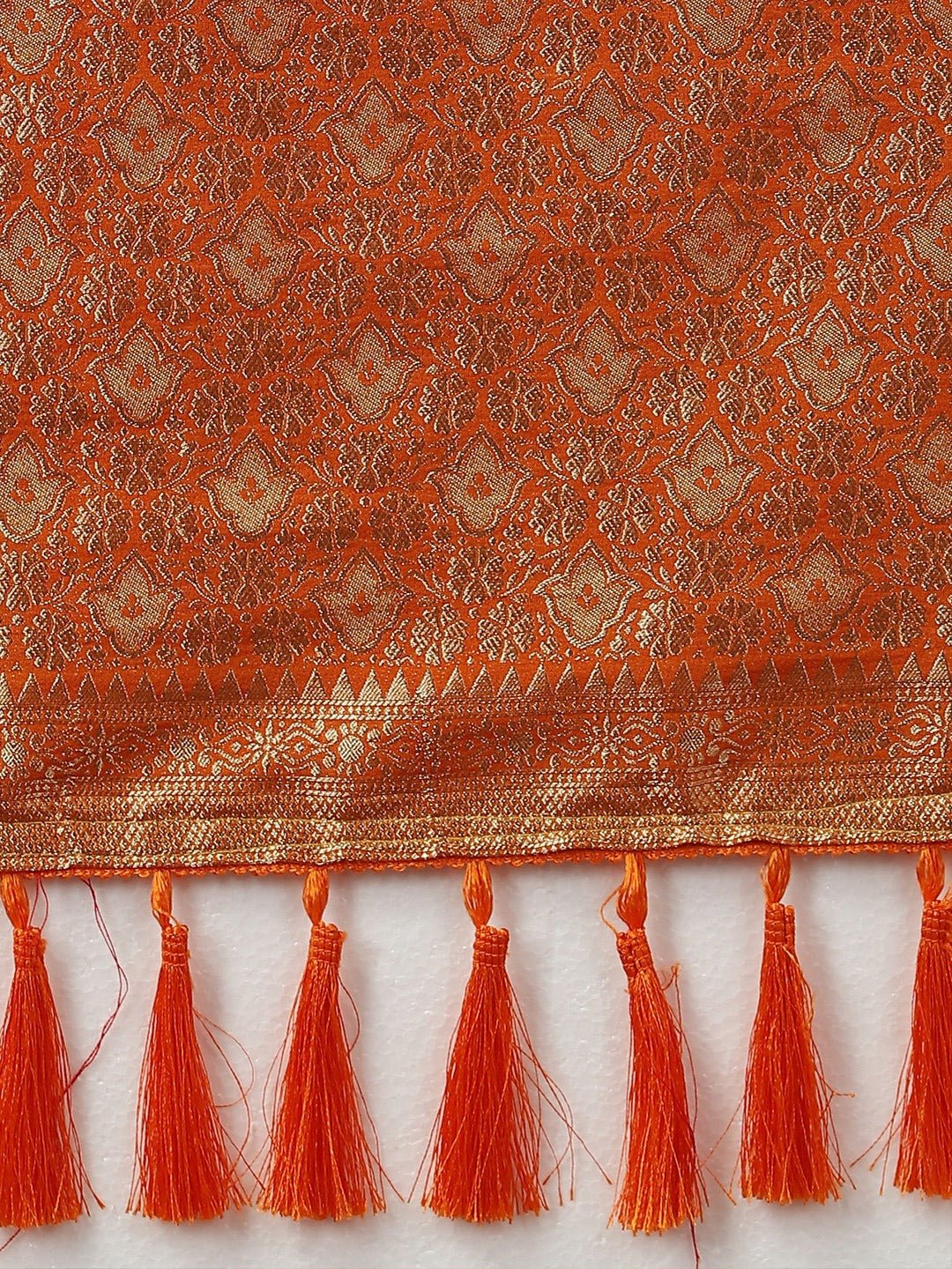 Vibrant Orange Banarasi Silk Saree - Ressa