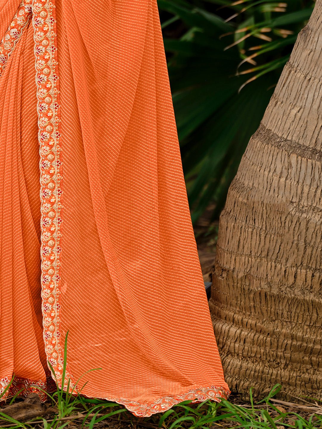 Vibrant Orange Georgette Saree - Ressa