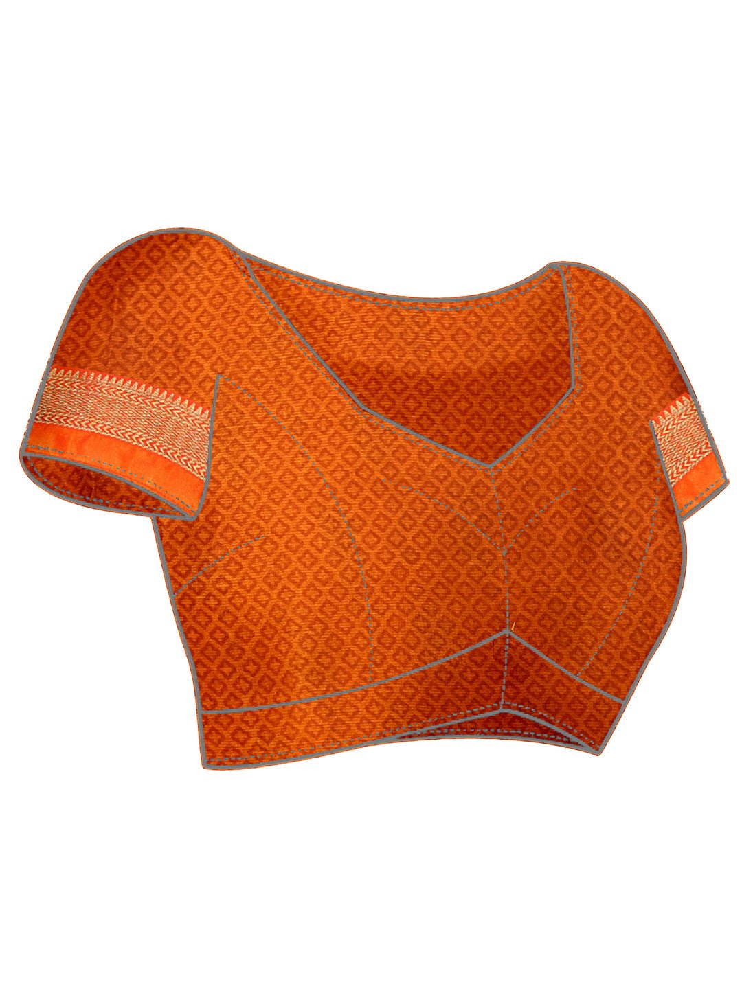 Vibrant Orange Printed Silk Blend Saree - Ressa