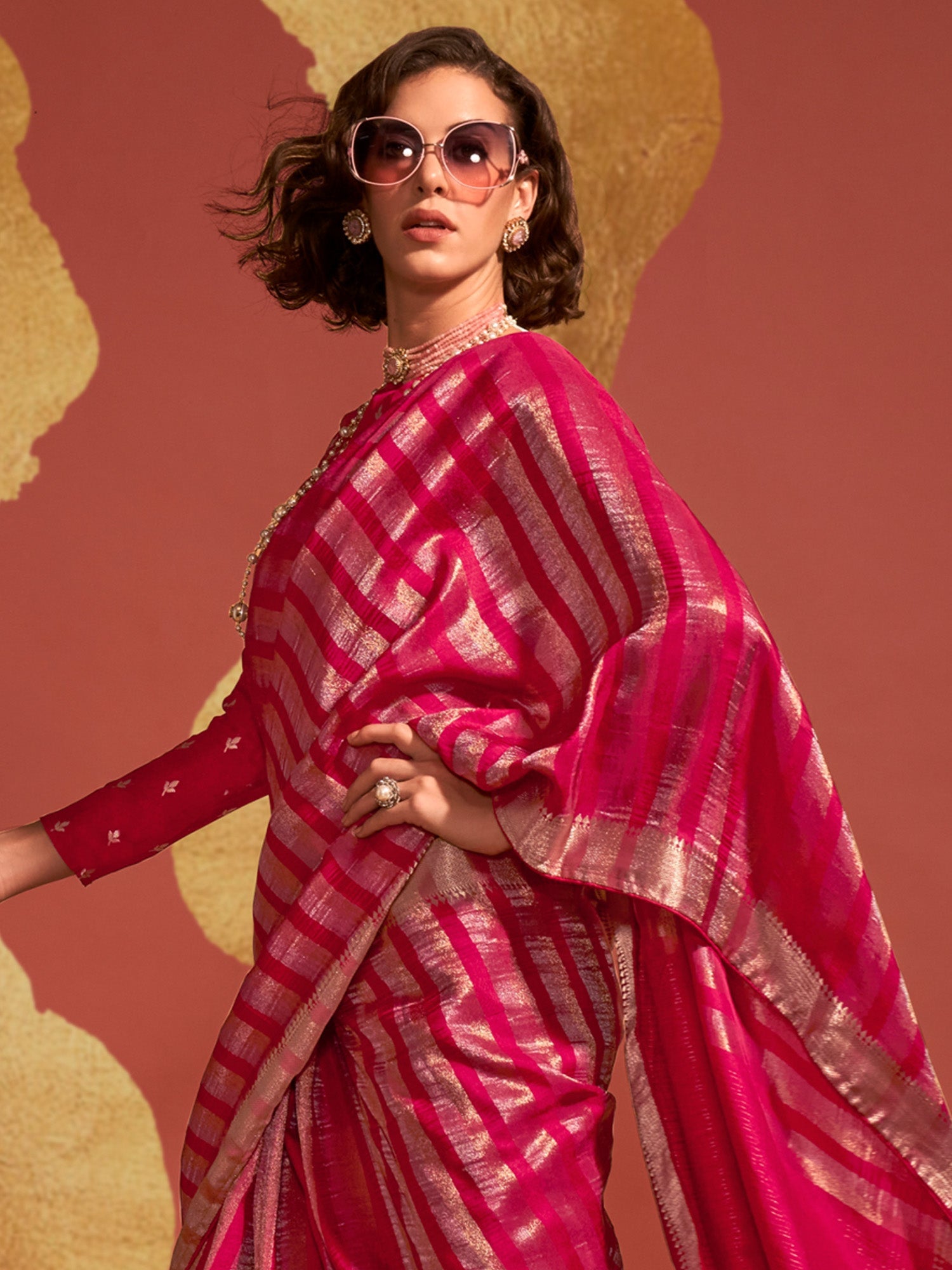 Vibrant Pink Banarasi Silk Blend Saree - Ressa