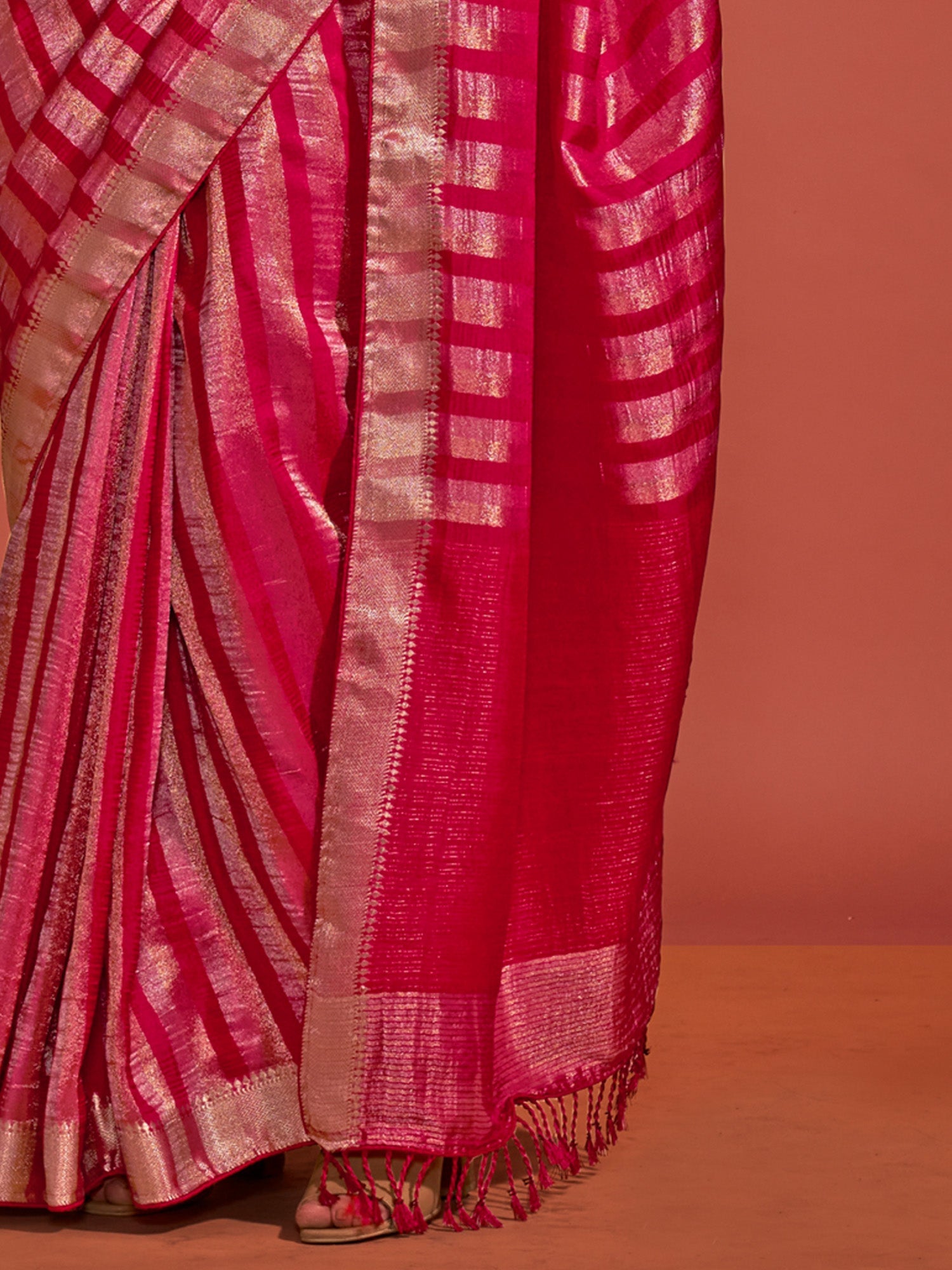 Vibrant Pink Banarasi Silk Blend Saree - Ressa