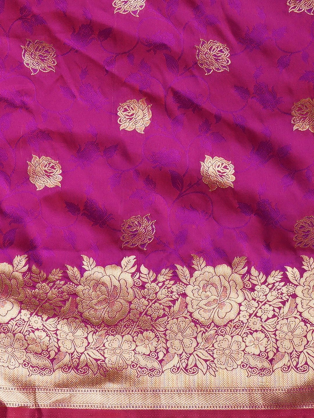 Vibrant pink Pure Banarasi Katan Silk Saree - Ressa