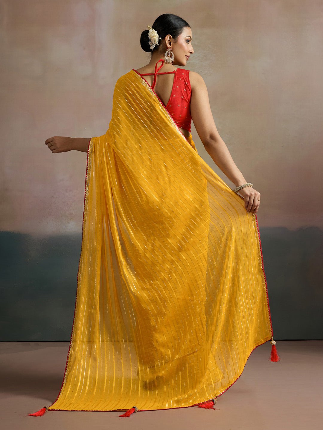 Vibrant Yellow Silk Blend Saree - Ressa