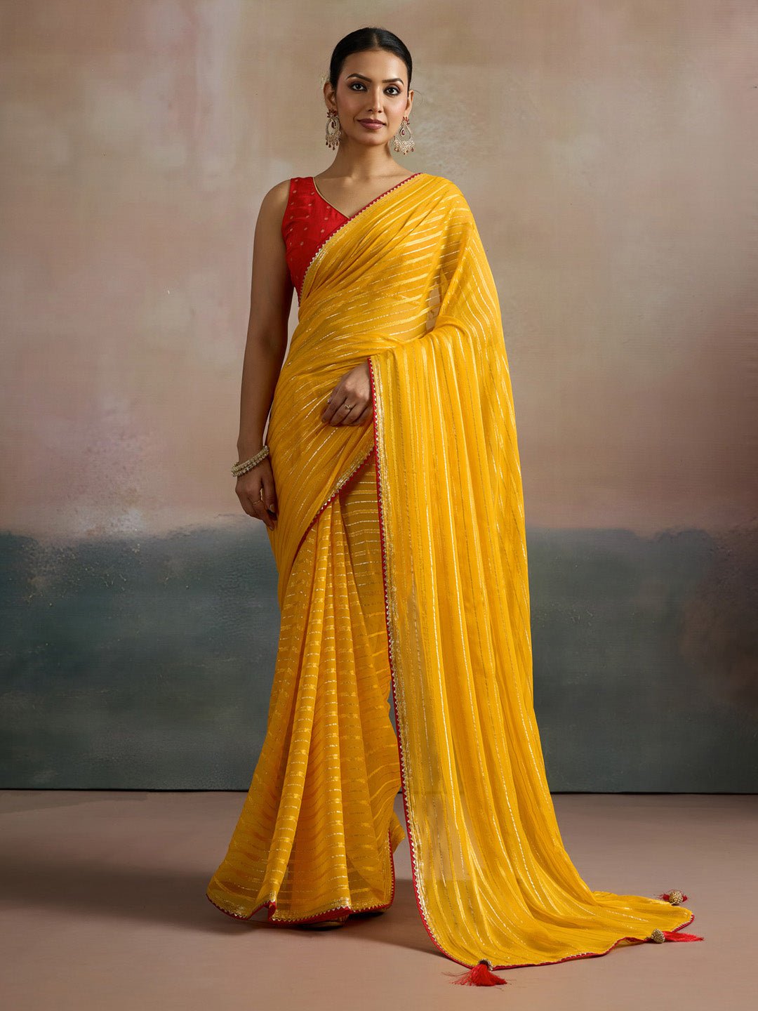 Vibrant Yellow Silk Blend Saree - Ressa