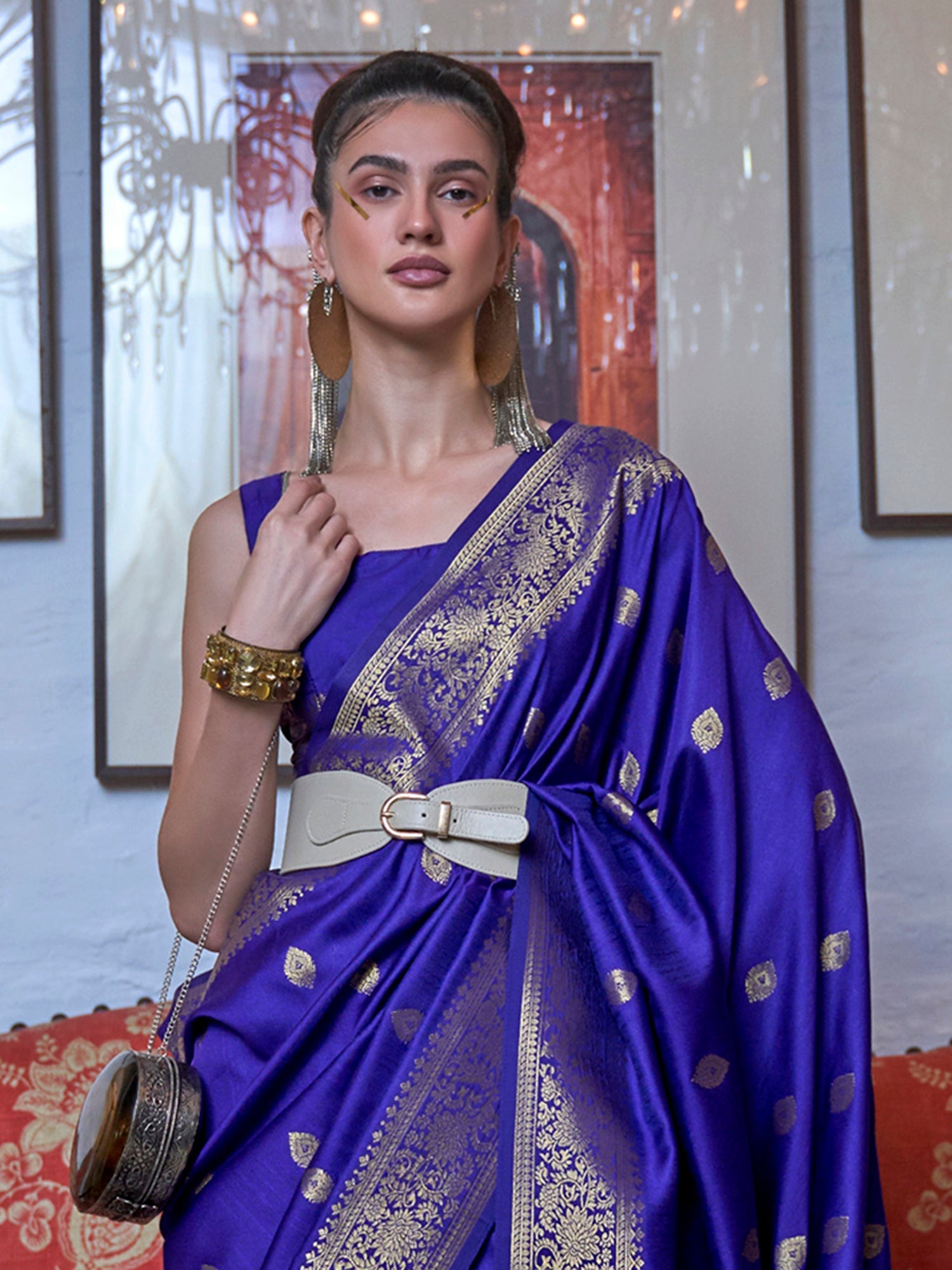 Violet Banarasi Style Silk Blend saree - Ressa