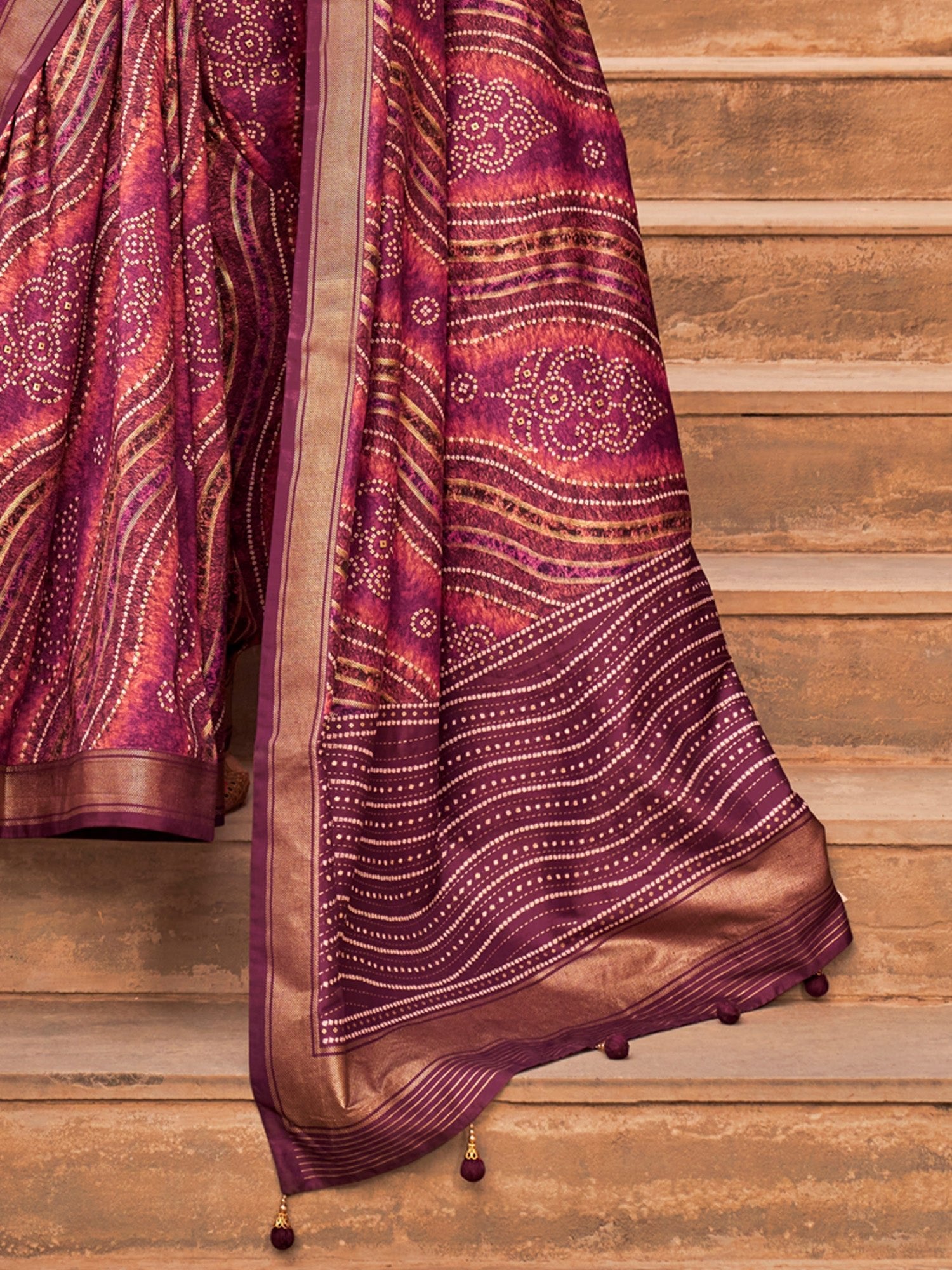 Violet Bandhani & Leheriya Saree - Ressa