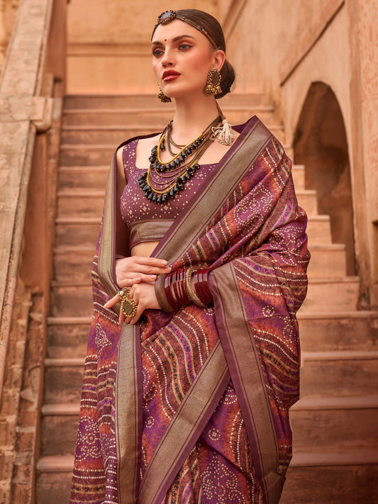 Violet Bandhani & Leheriya Saree - Ressa