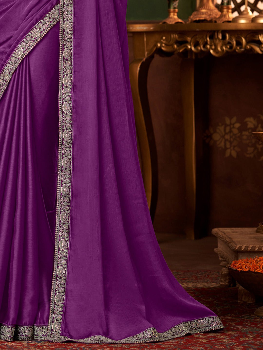 Violet Embellished Party wear Saree - Ressa