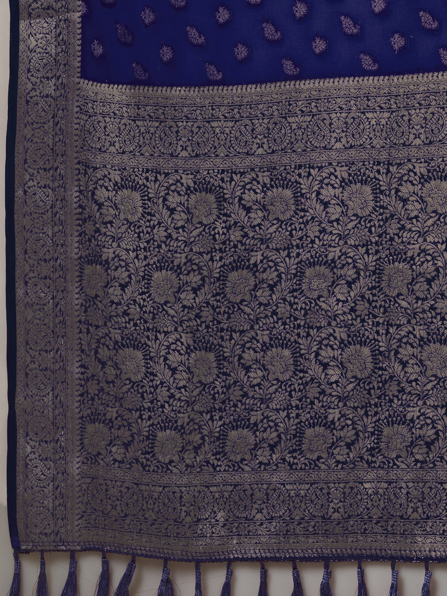Violet Floral Georgette Saree with Jari Border - Ressa