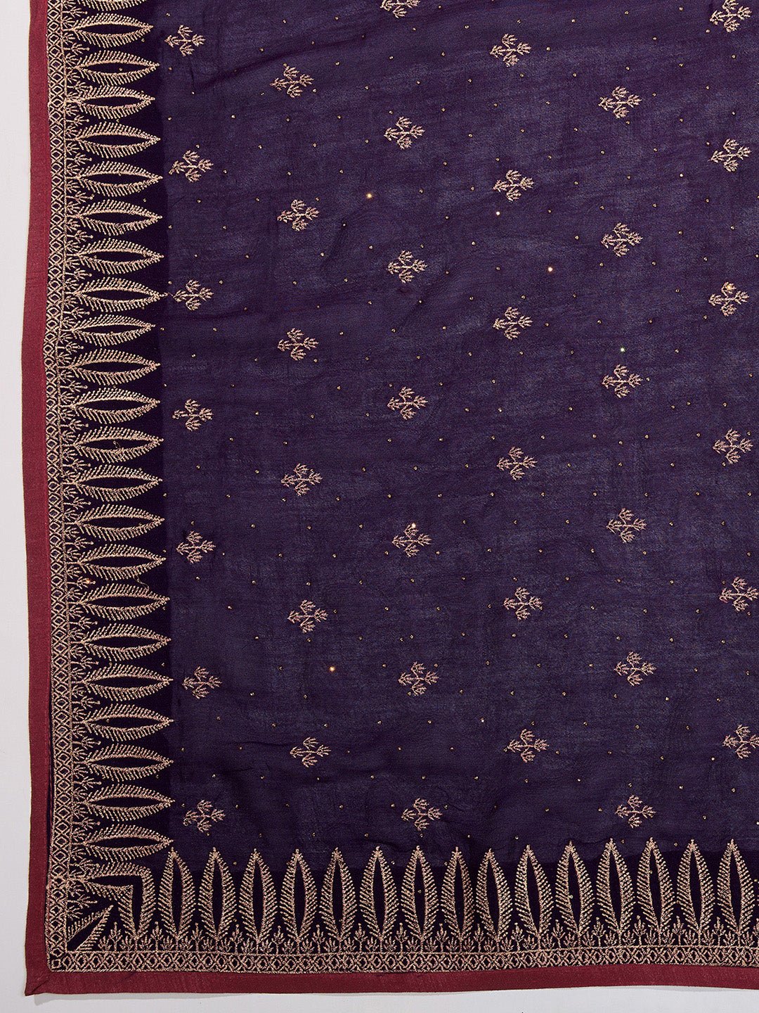 Violet Polyester Embroidered Border Saree - Ressa