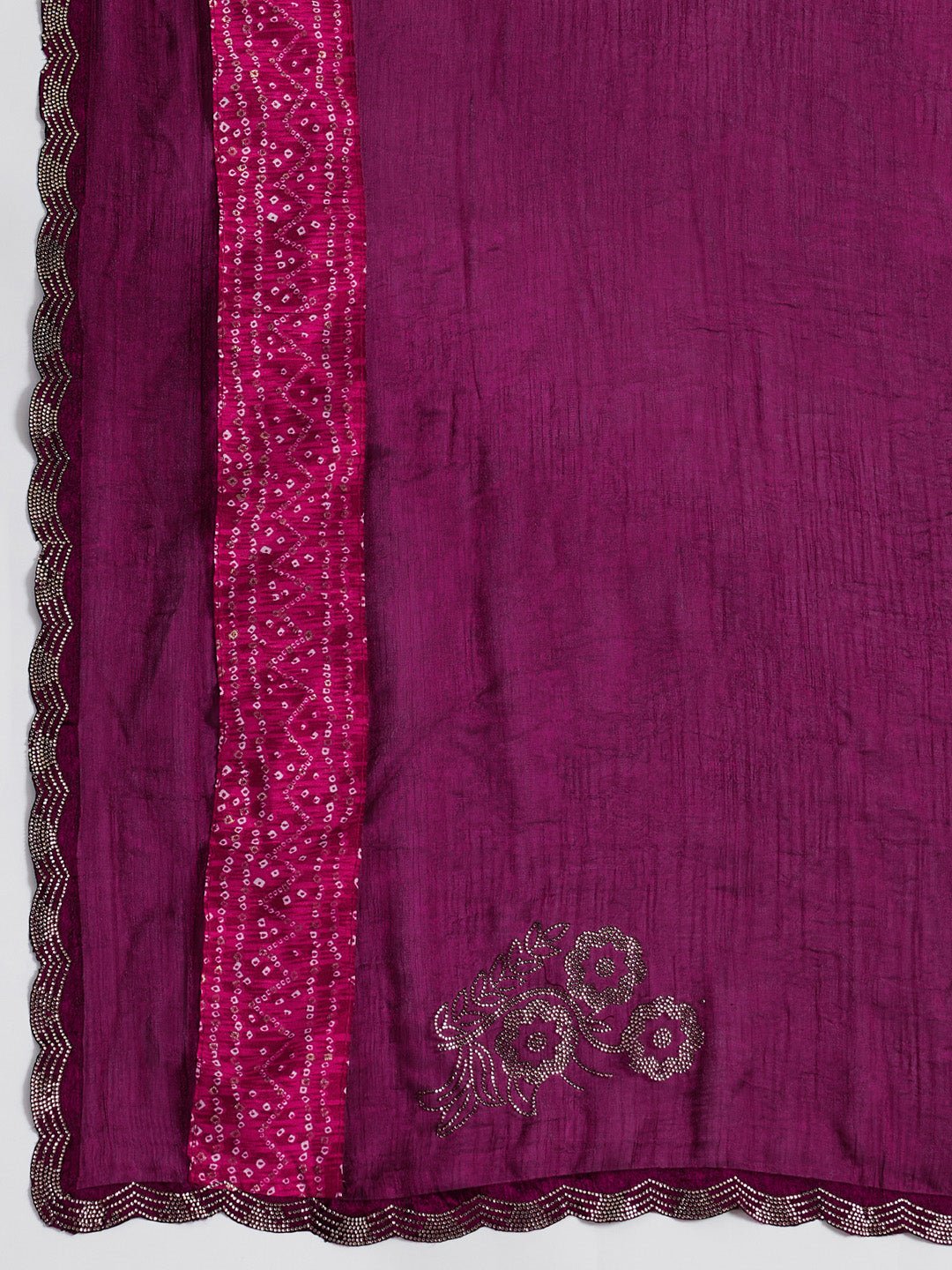 Violet Polyester Heritage Bandhani Style Saree - Ressa
