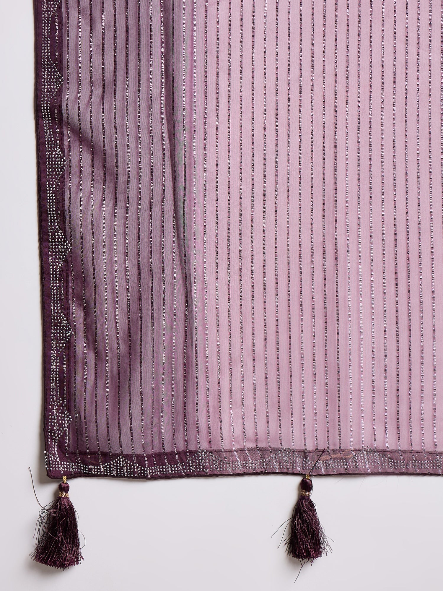 Violet Polyester Sequin Embroidered Modern Aesthetic Saree - Ressa