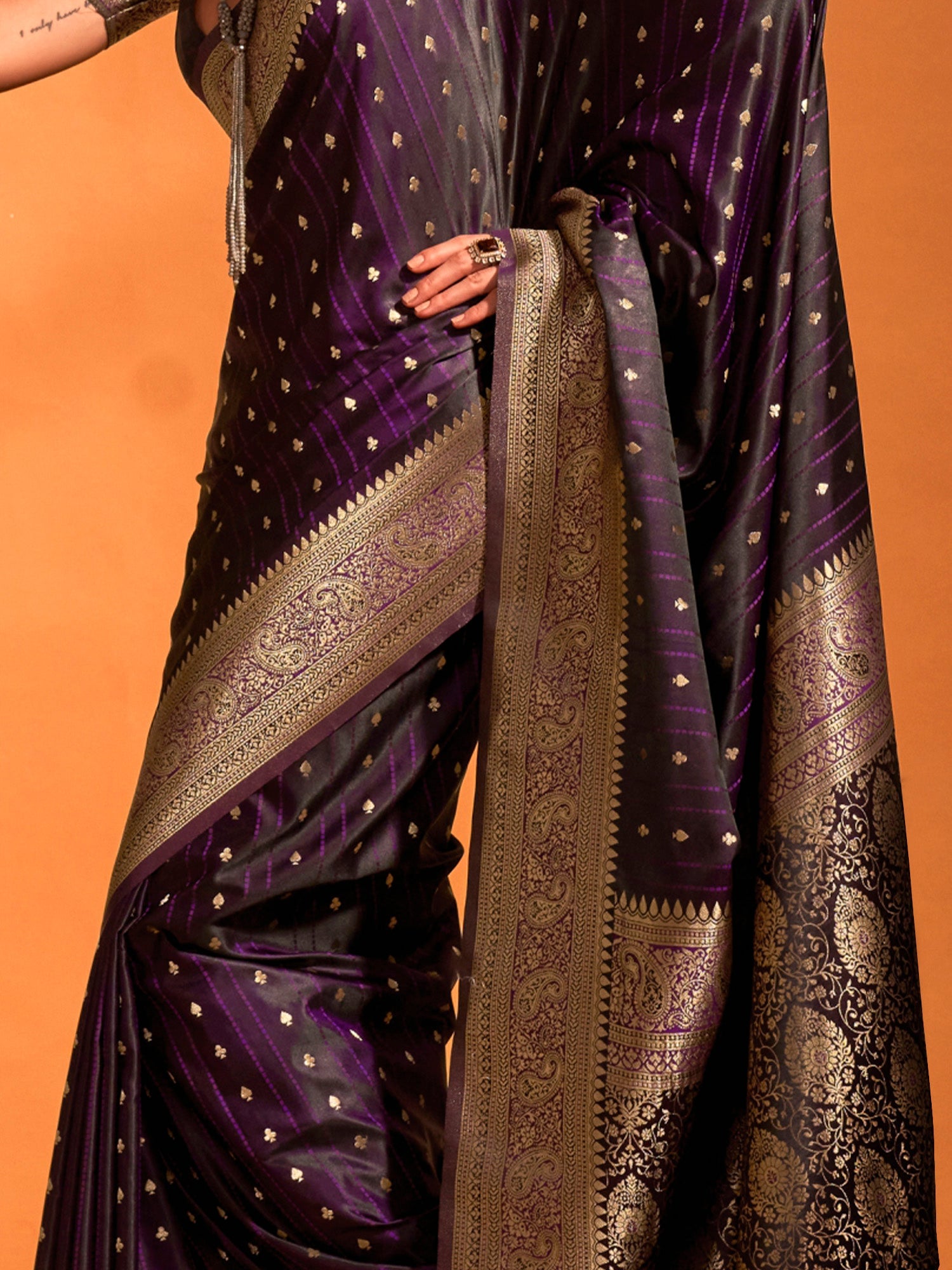 Violet Silk Blend Heritage Banarasi Style Saree - Ressa