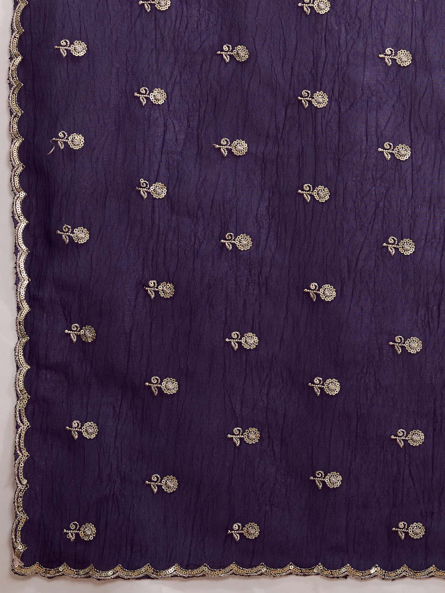 Violet Tissue Embroidery Saree - Ressa