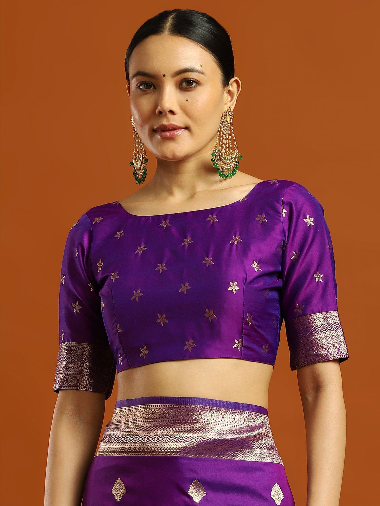 Violet With Gold Zari Woven Banarasi Silk Saree - Ressa