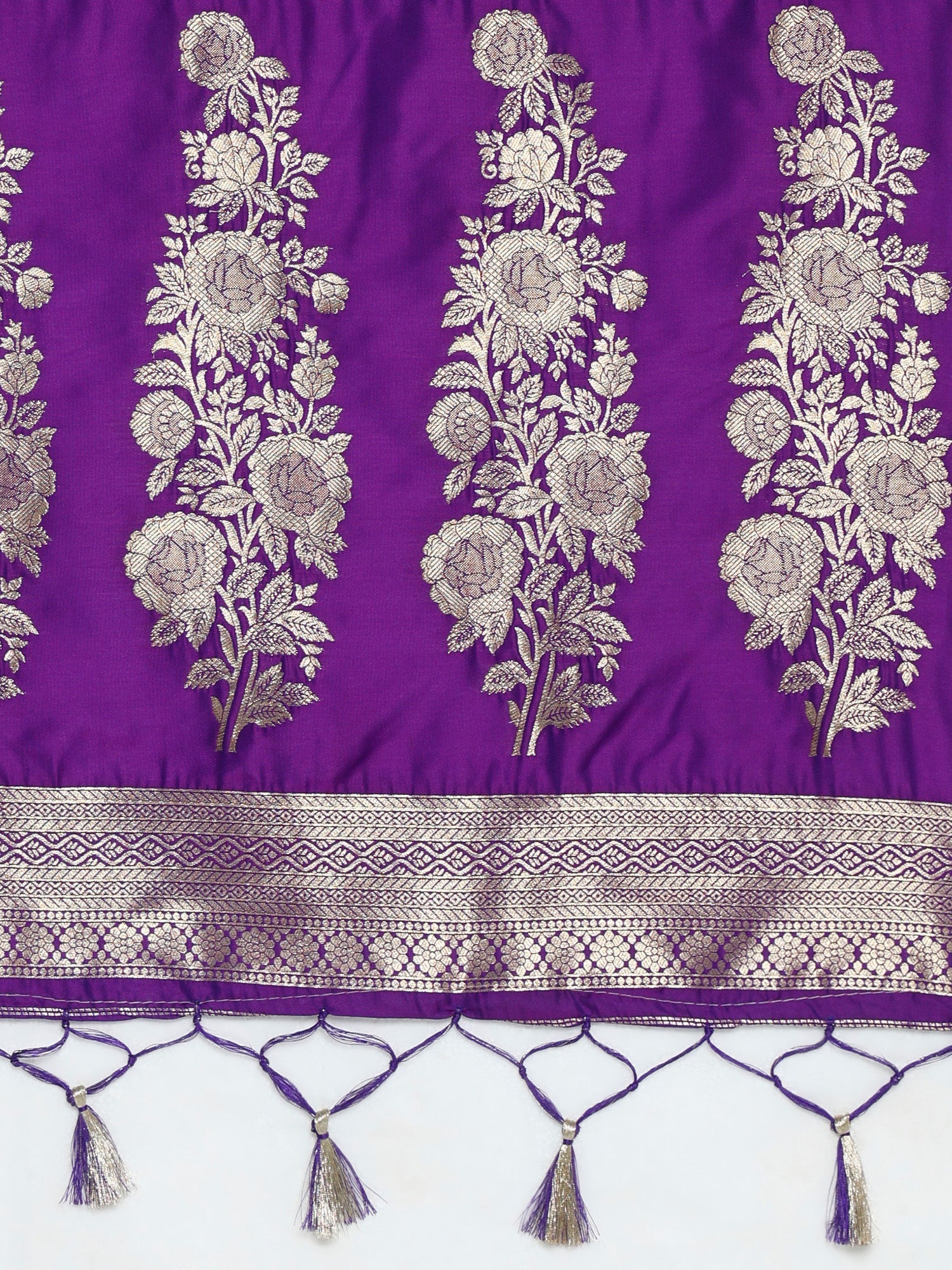 Violet With Gold Zari Woven Banarasi Silk Saree - Ressa