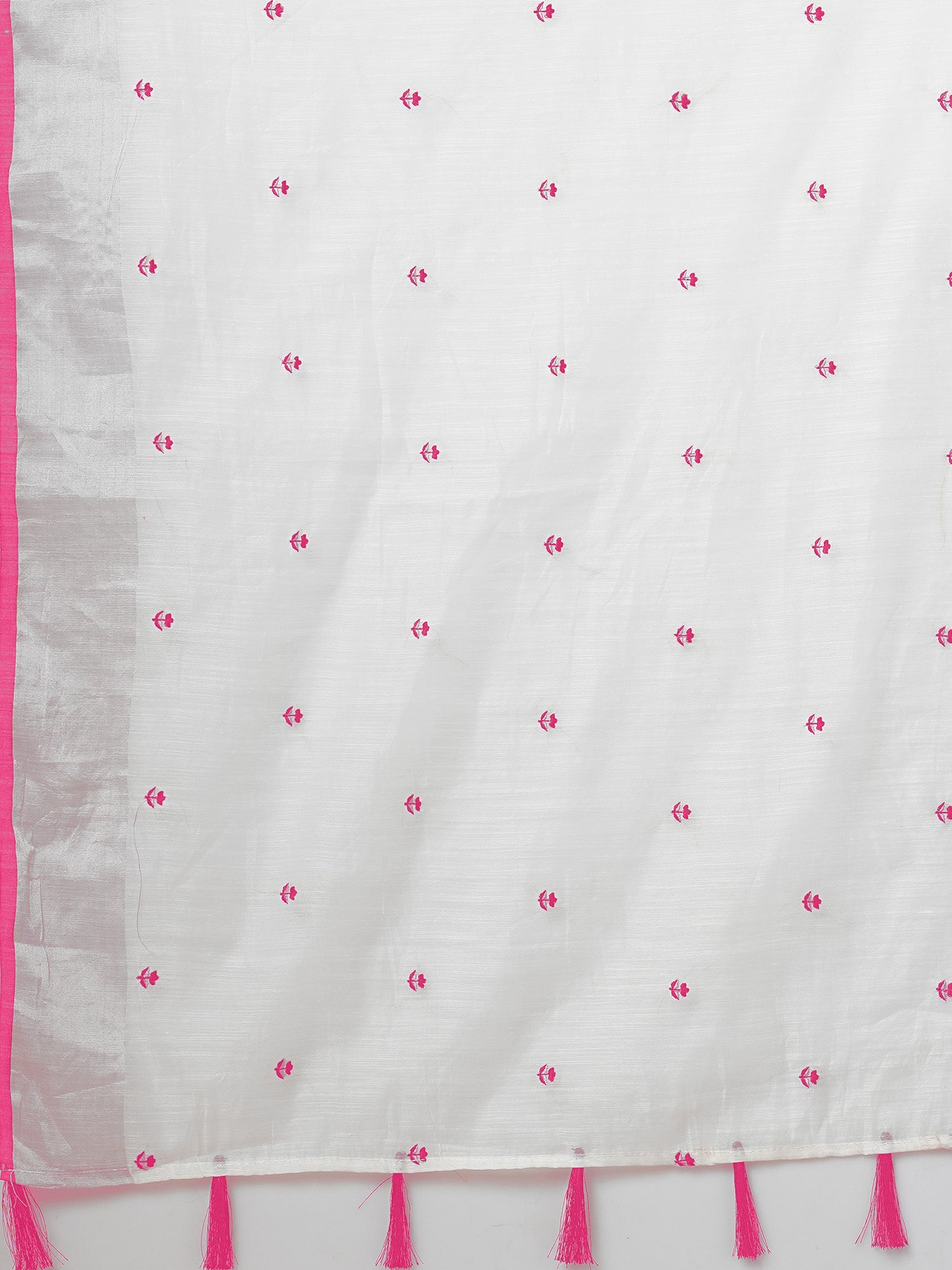 White Cotton Silk Embroidered Saree - Ressa