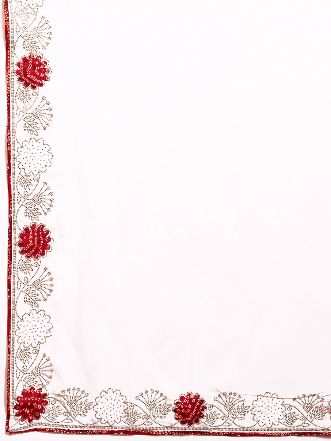 White Georgette Saree with Bandhani Blouse - Ressa