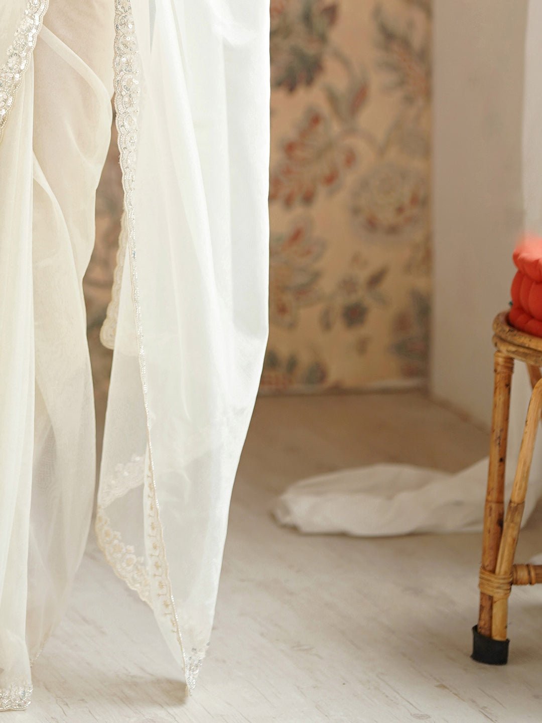 White Net Party Wear Saree - Ressa