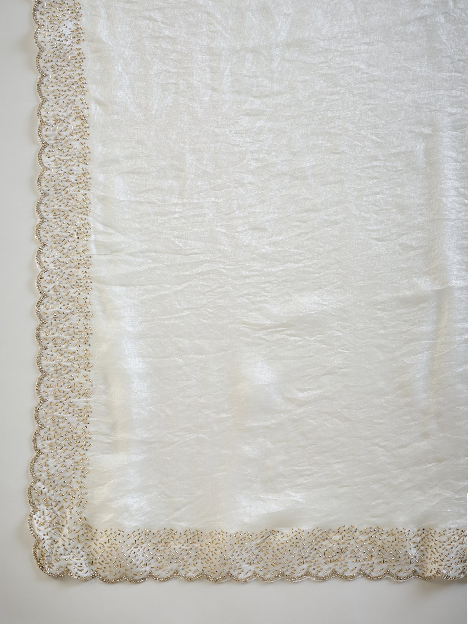 White Tissue Silk Saree with Zari Stripes - Ressa