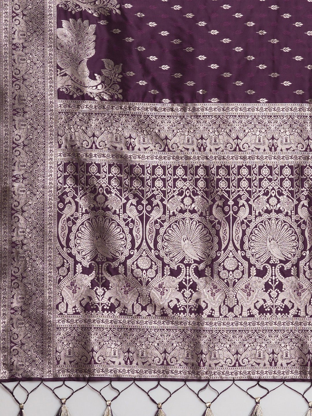 Wine Banarasi Silk Saree - Ressa