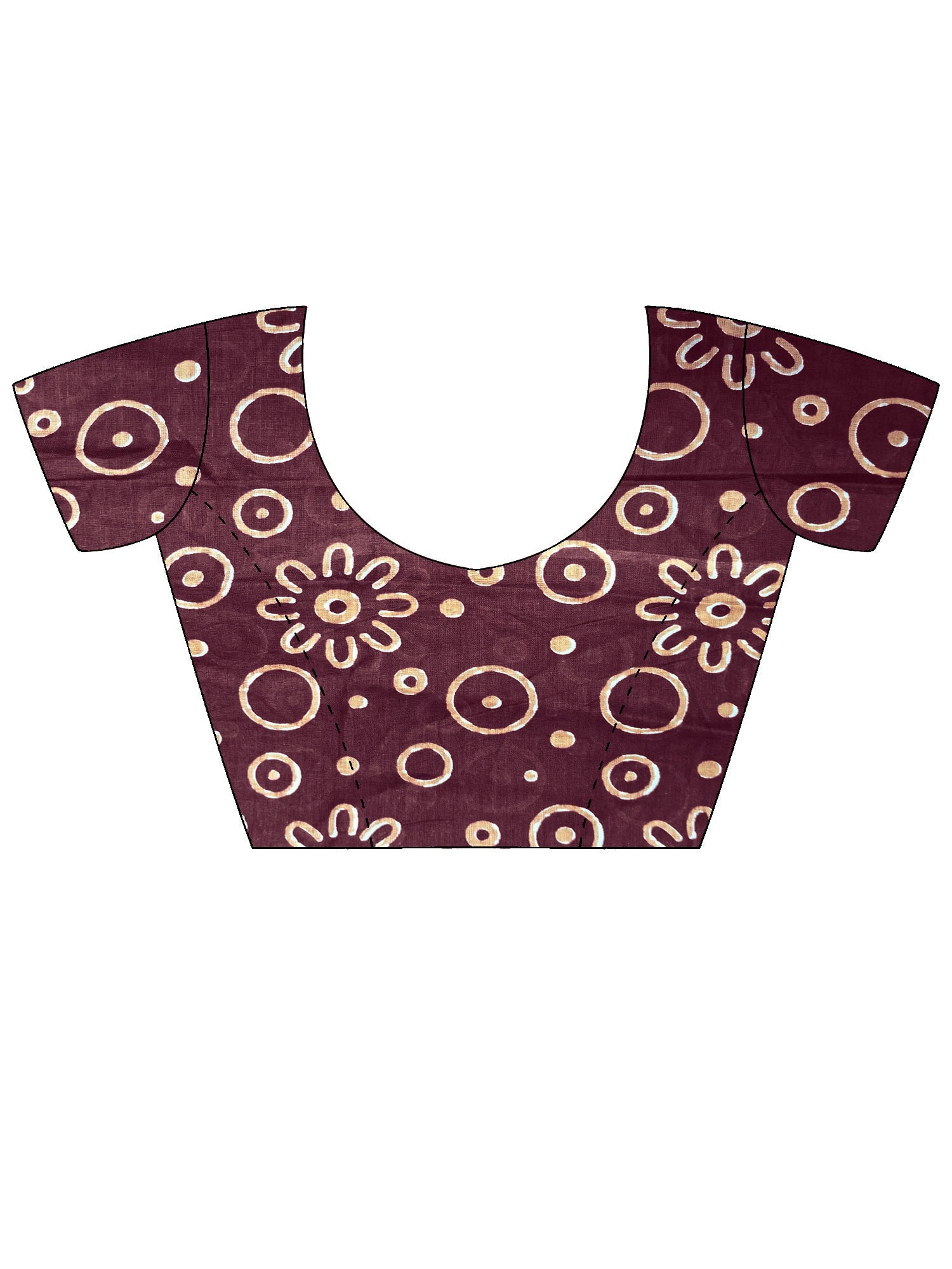 Wine Cotton Blend Printed Saree - Ressa