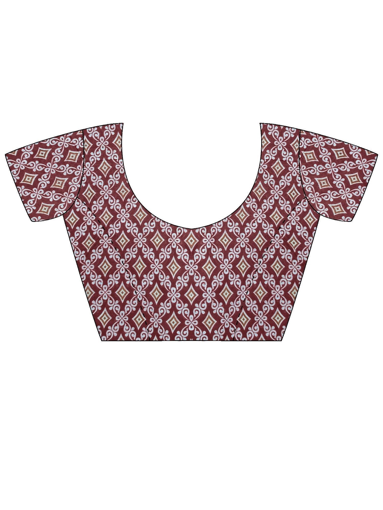 Wine Floral Buti Print Saree - Ressa