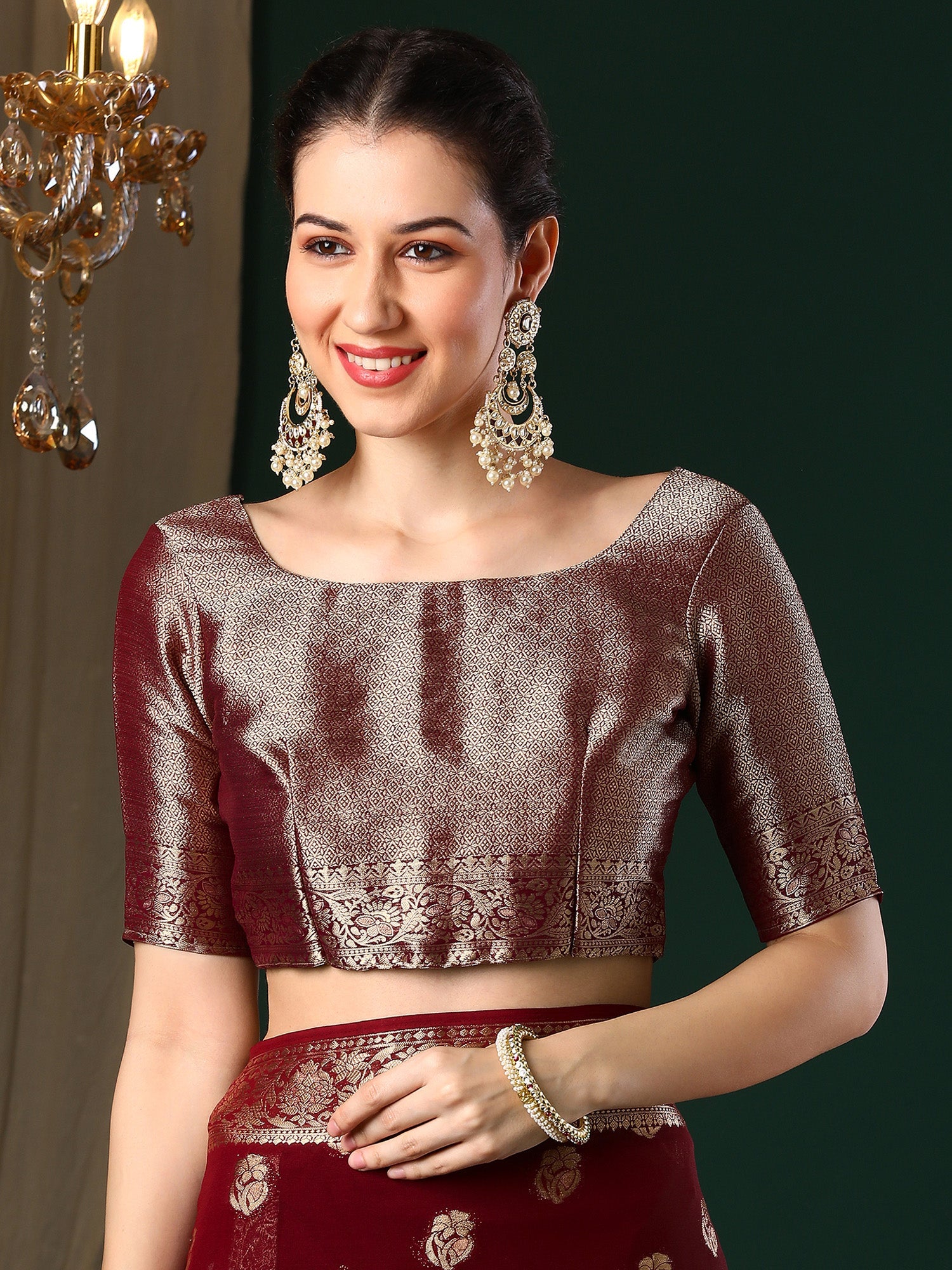 WIne Floral Georgette Saree with Jari Border - Ressa