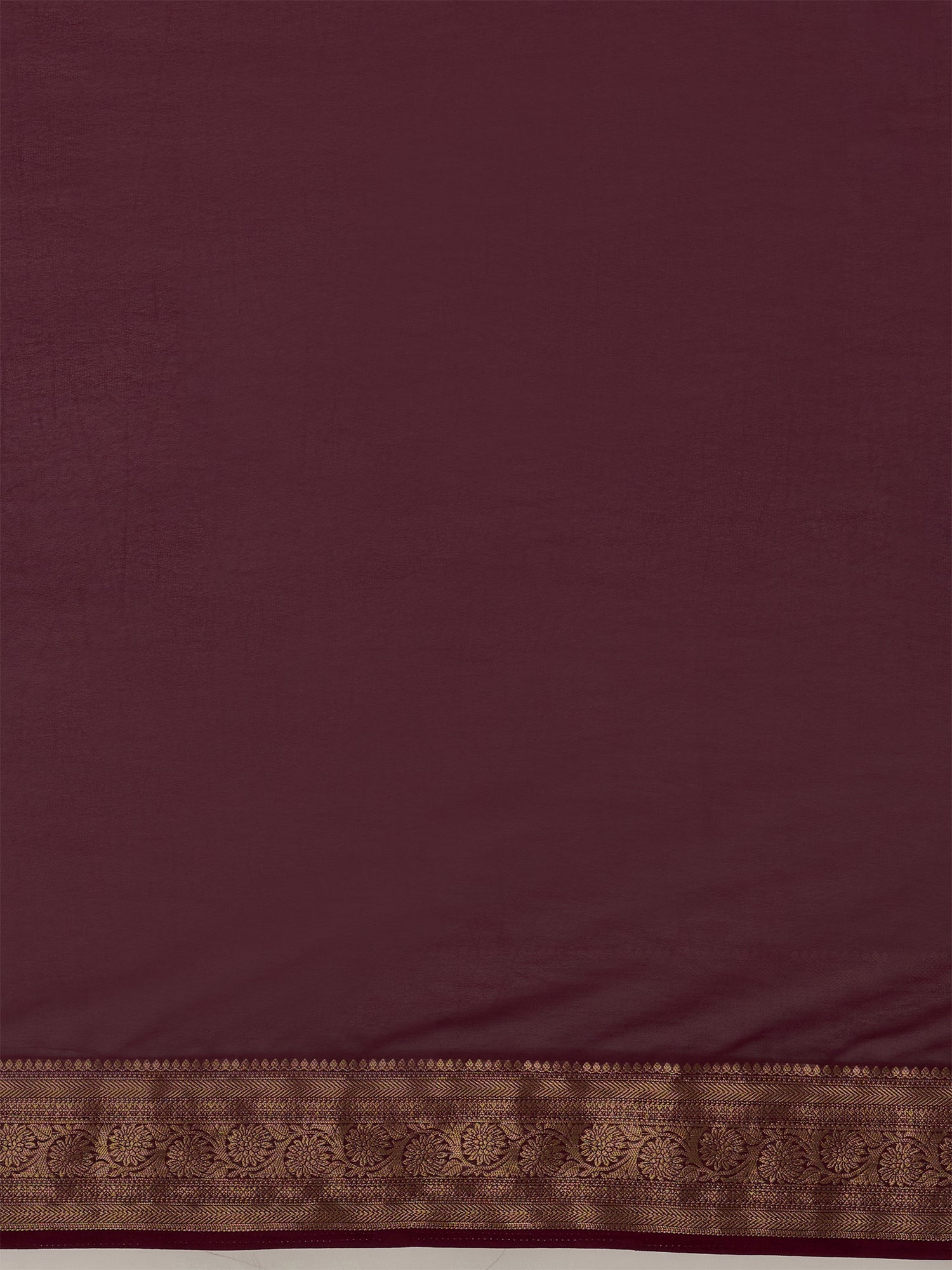 Wine Floral Georgette Saree with Jari Border - Ressa