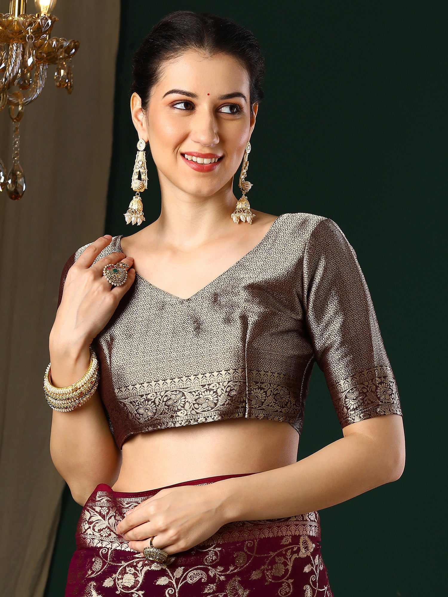 Wine Floral Georgette Saree with Jari Border - Ressa