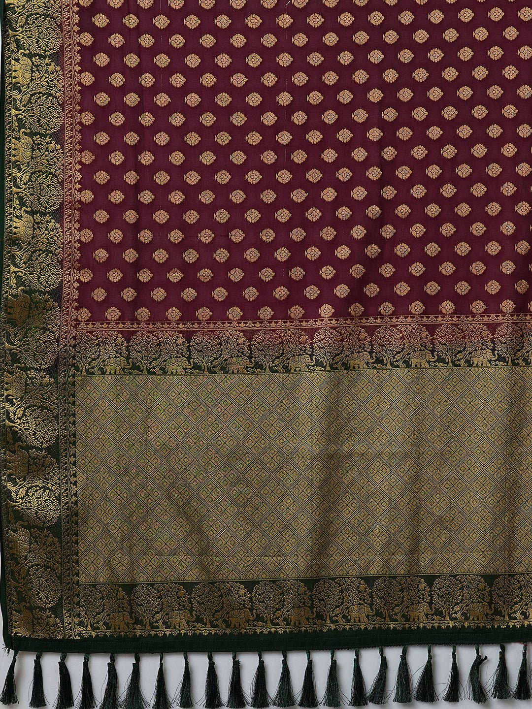 Wine Georgette Banarasi Silk Saree - Ressa
