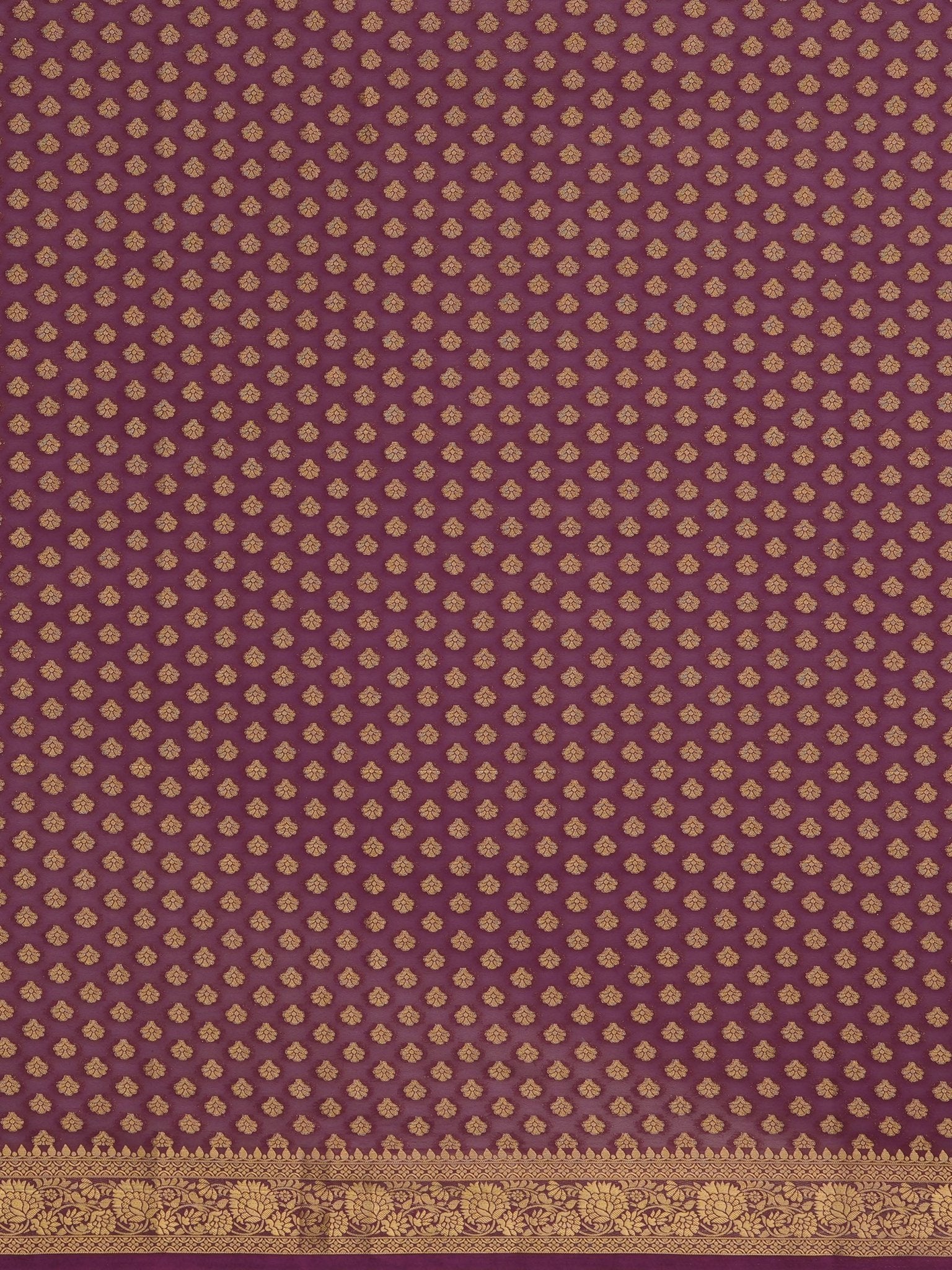 Wine Georgette Banarasi Silk Saree - Ressa