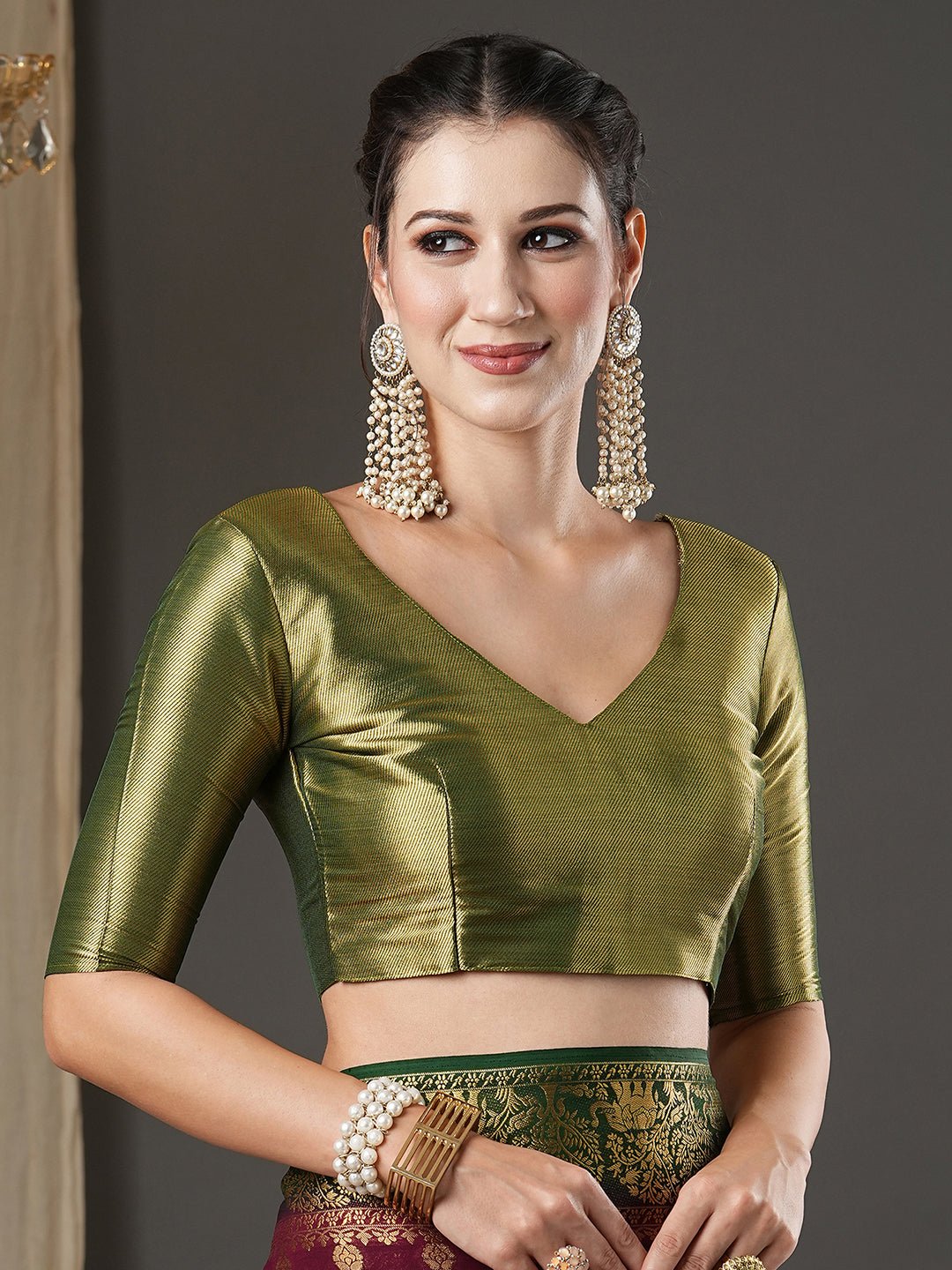 Wine Georgette Banarasi Silk Saree - Ressa