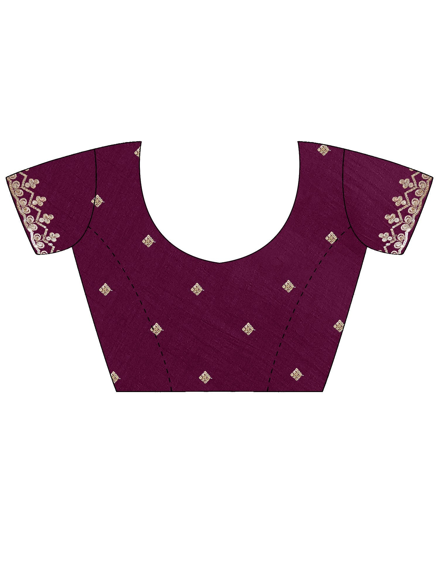 Wine Georgette Embroidered Saree with Blouse - Ressa