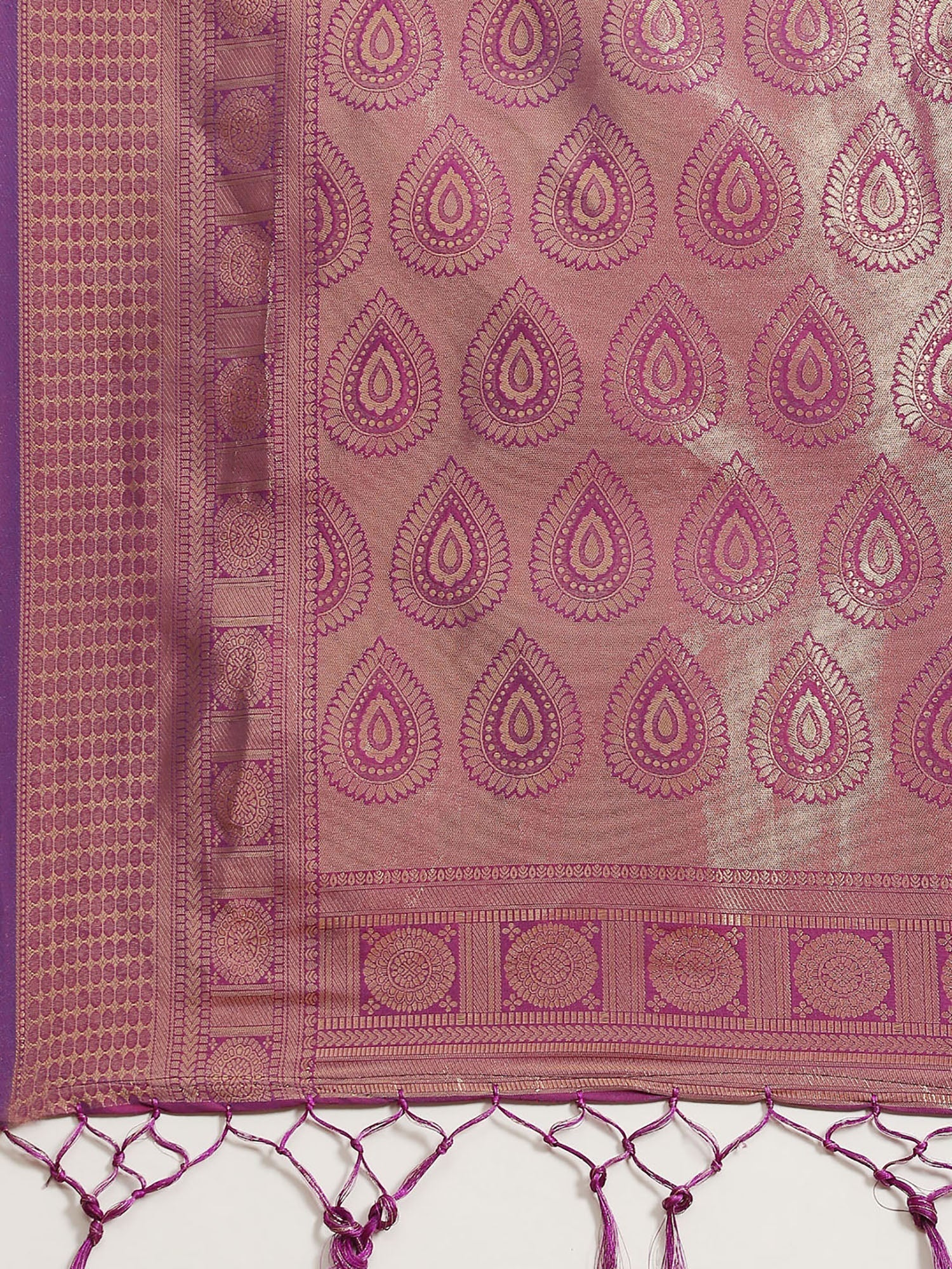 Wine Jari Woven Banarasi Silk Saree - Ressa