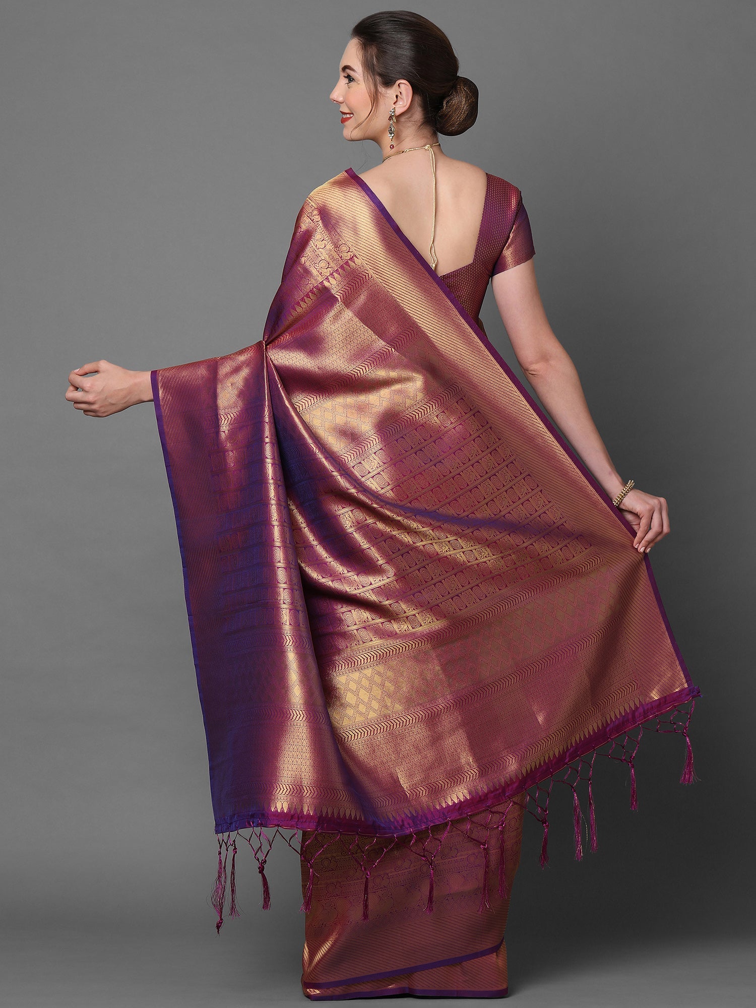 Wine Kanjivaram Silk Saree - Ressa