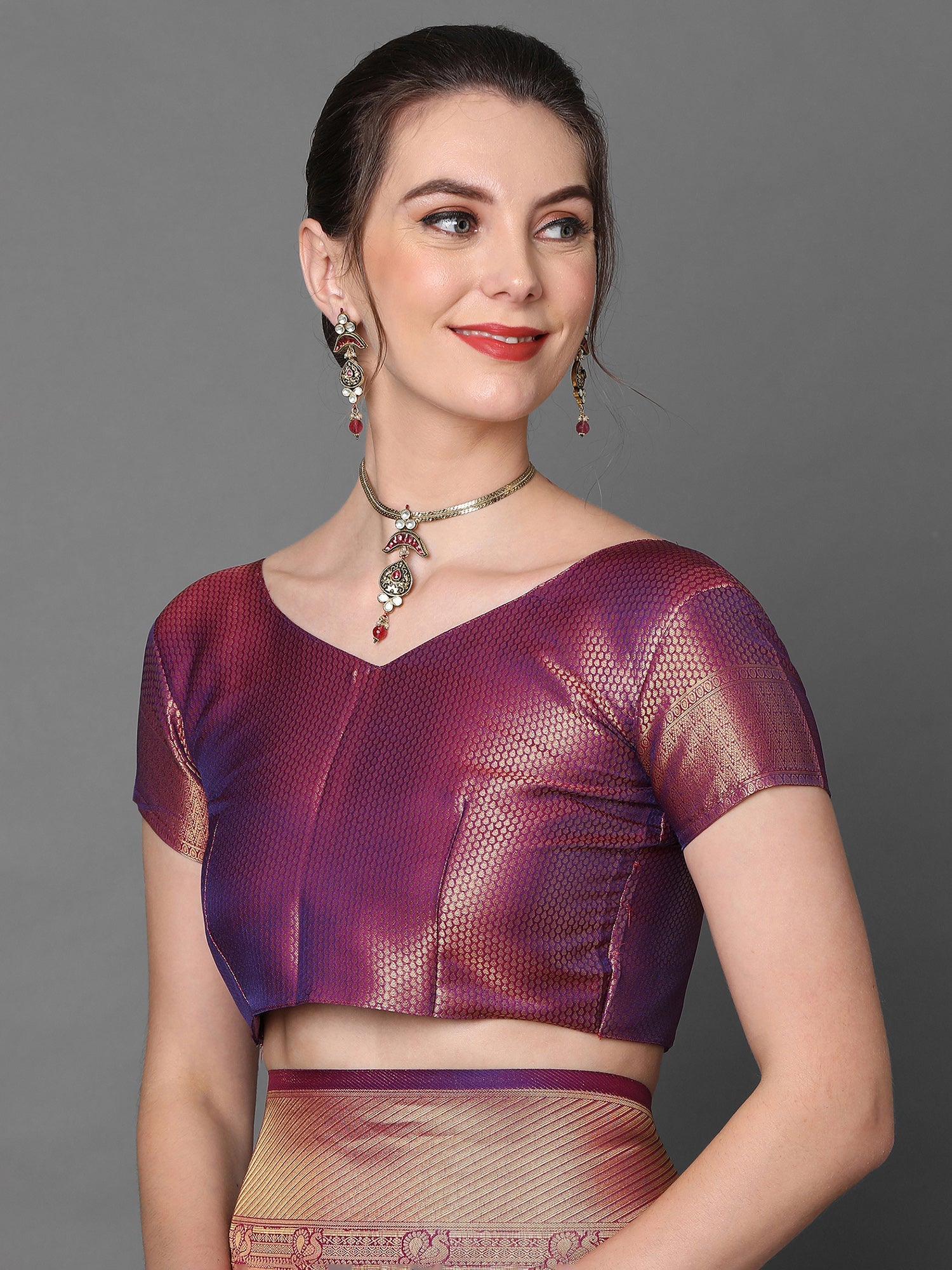 Wine Kanjivaram Silk Saree - Ressa