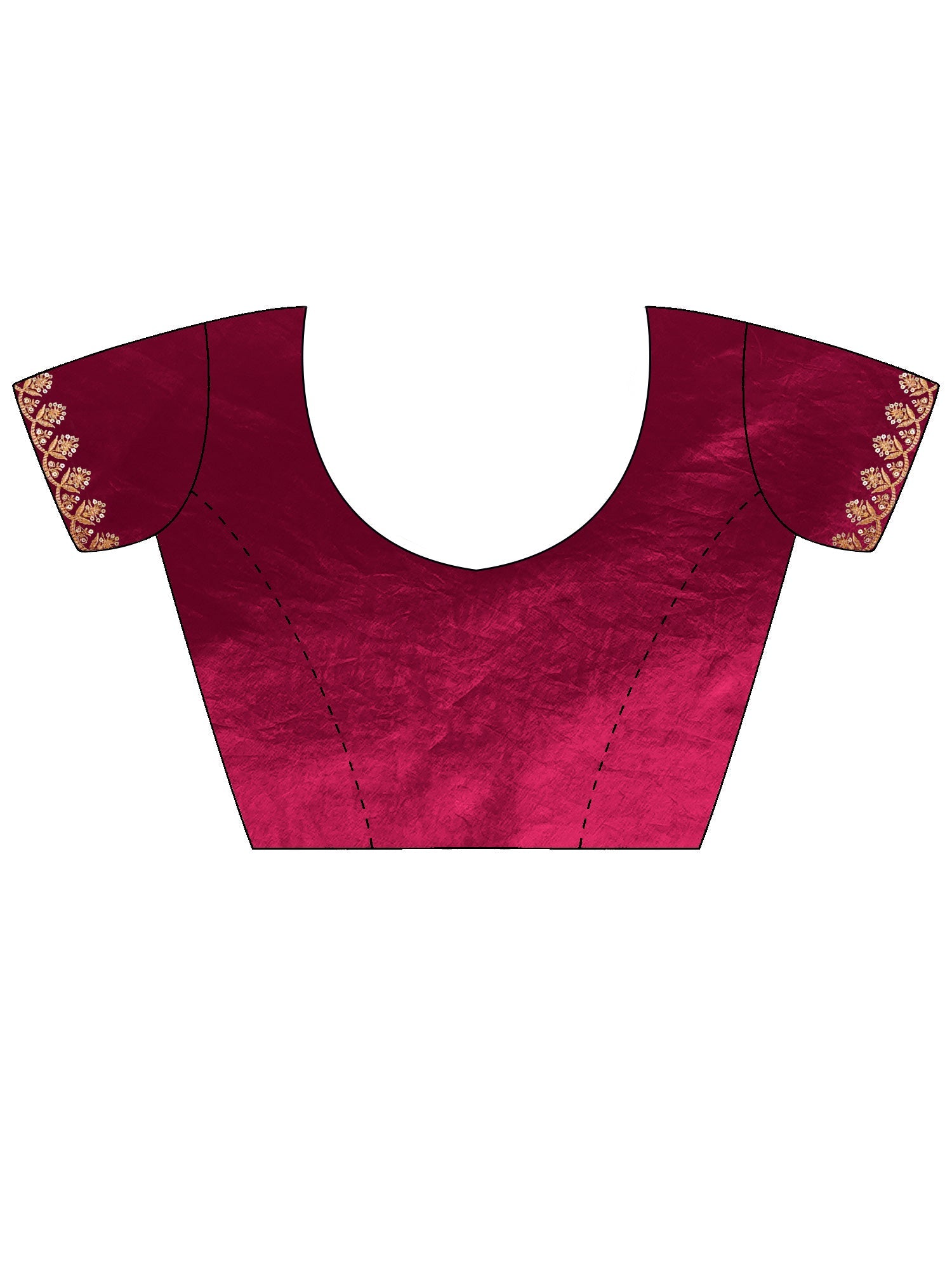 Wine Paper Silk Saree with Gold Embroidered Border - Ressa