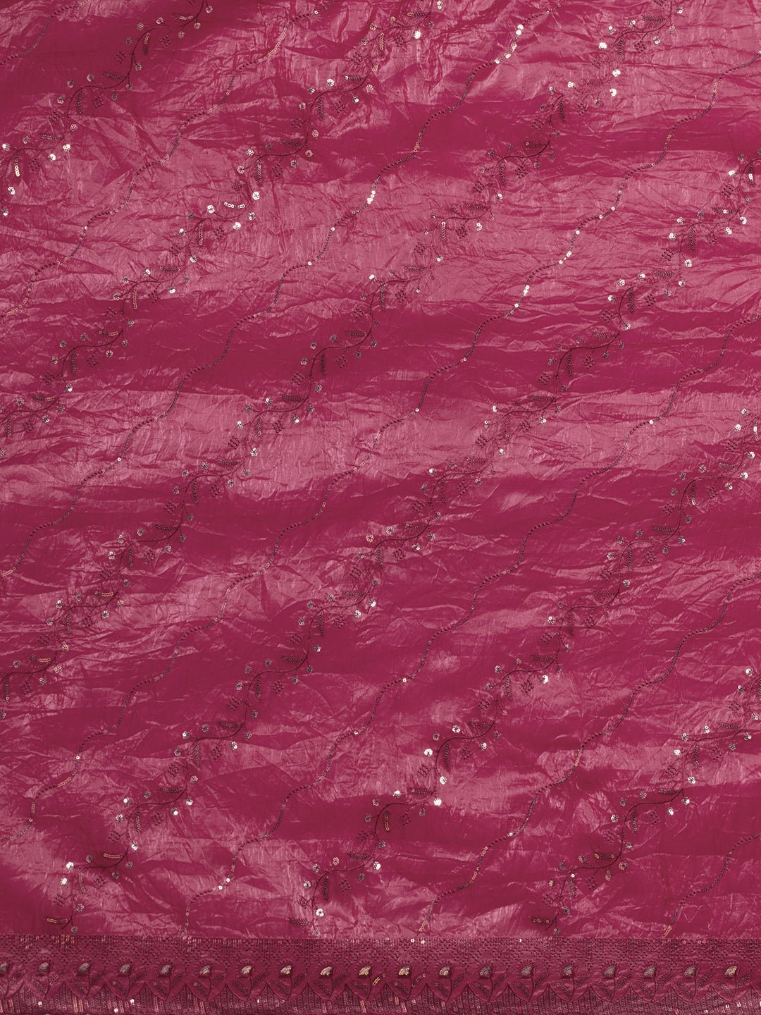 Wine Polyester Embroidered Border Modern Aesthetic Saree - Ressa