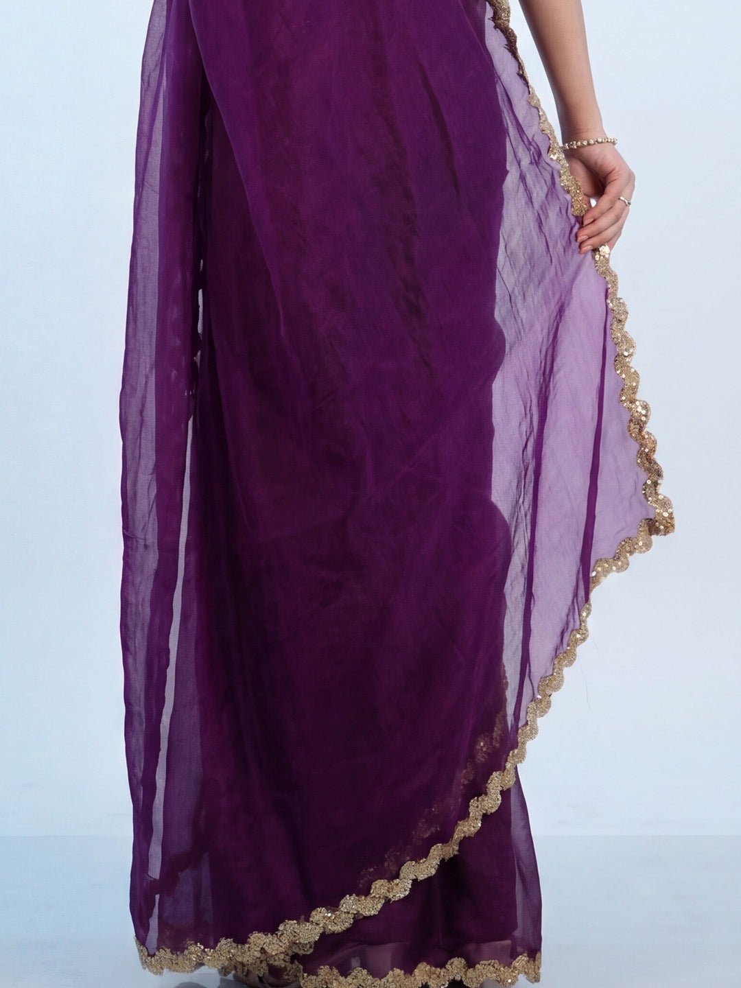 Wine Purple Georgette Saree - Ressa