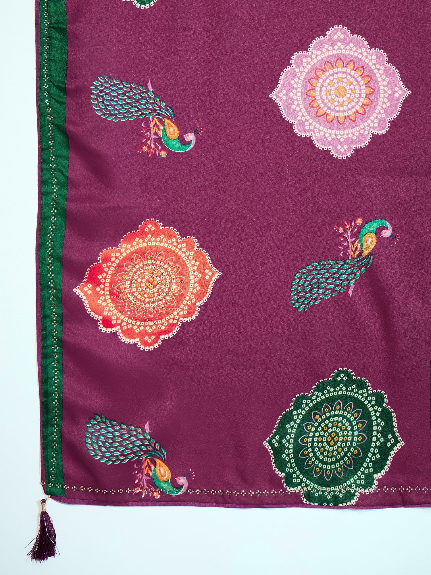 Wine Purple Printed Georgette Saree - Ressa