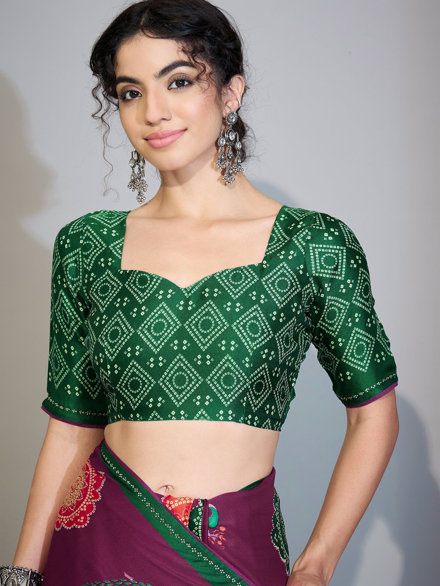 Wine Purple Printed Georgette Saree - Ressa