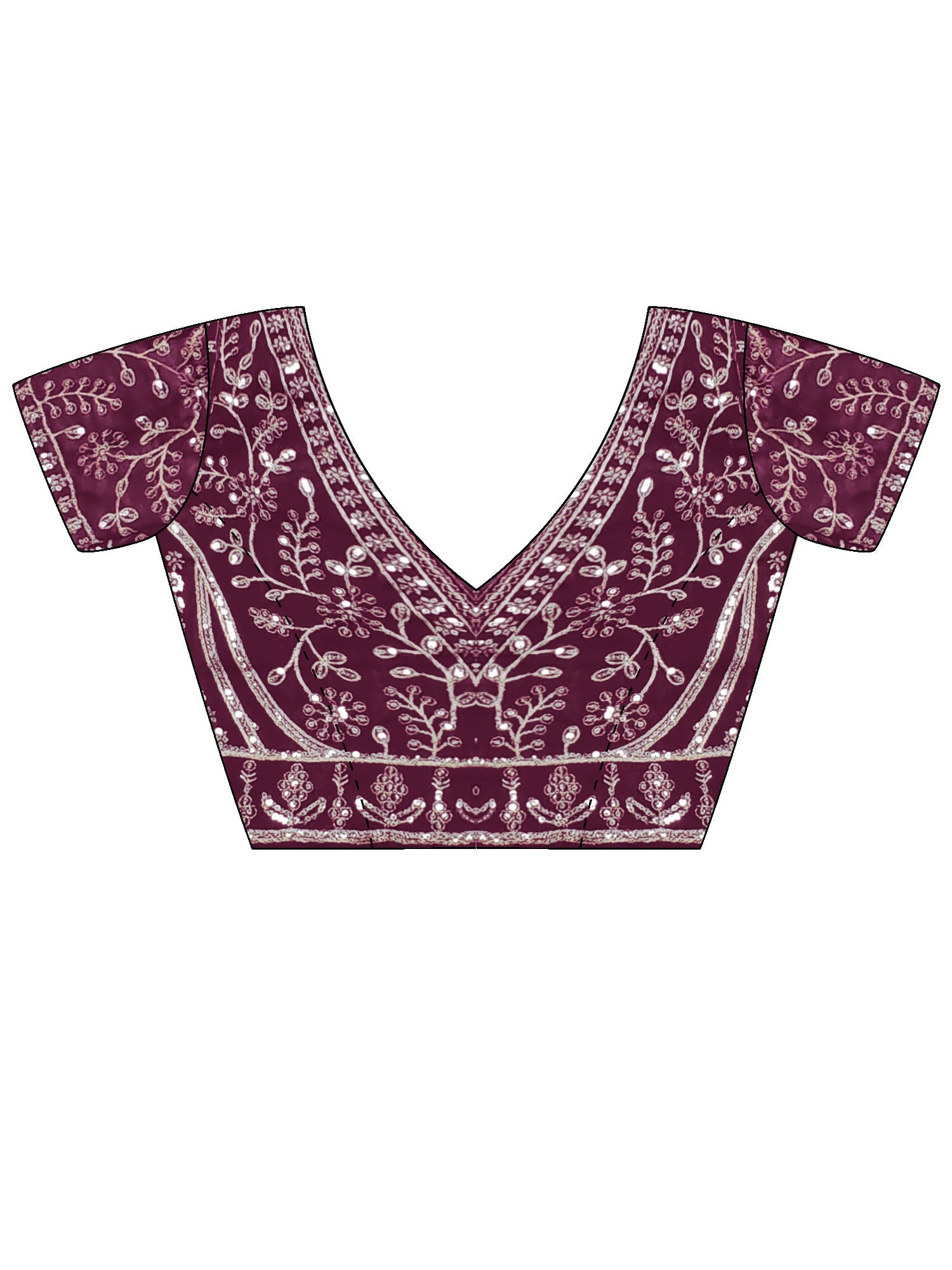 Wine Purple Satin Saree with Intricate Zardosi Embroidery - Ressa