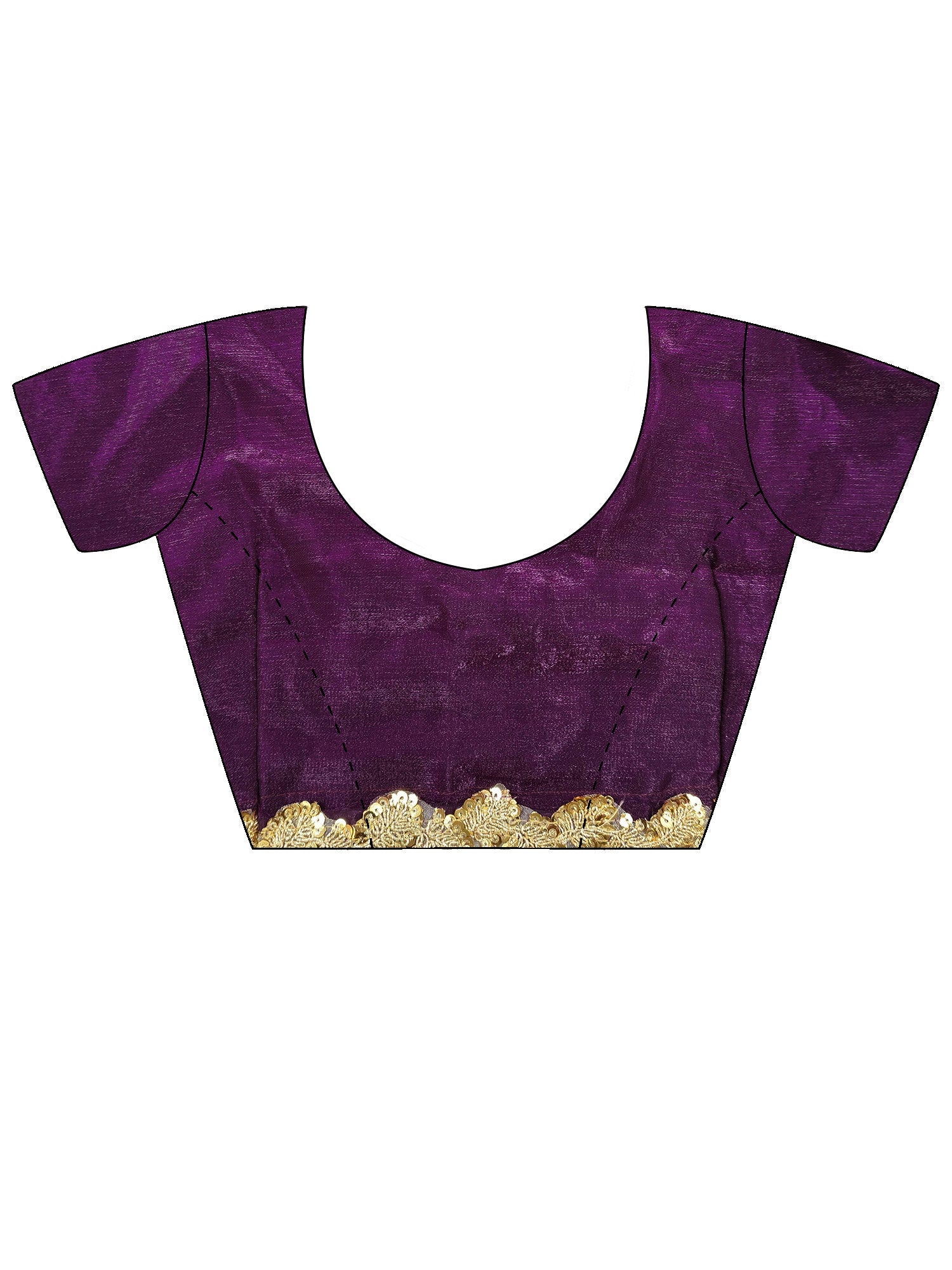 Wine Purple Tissue Silk Gota Patti Scalloped Border Saree - Ressa