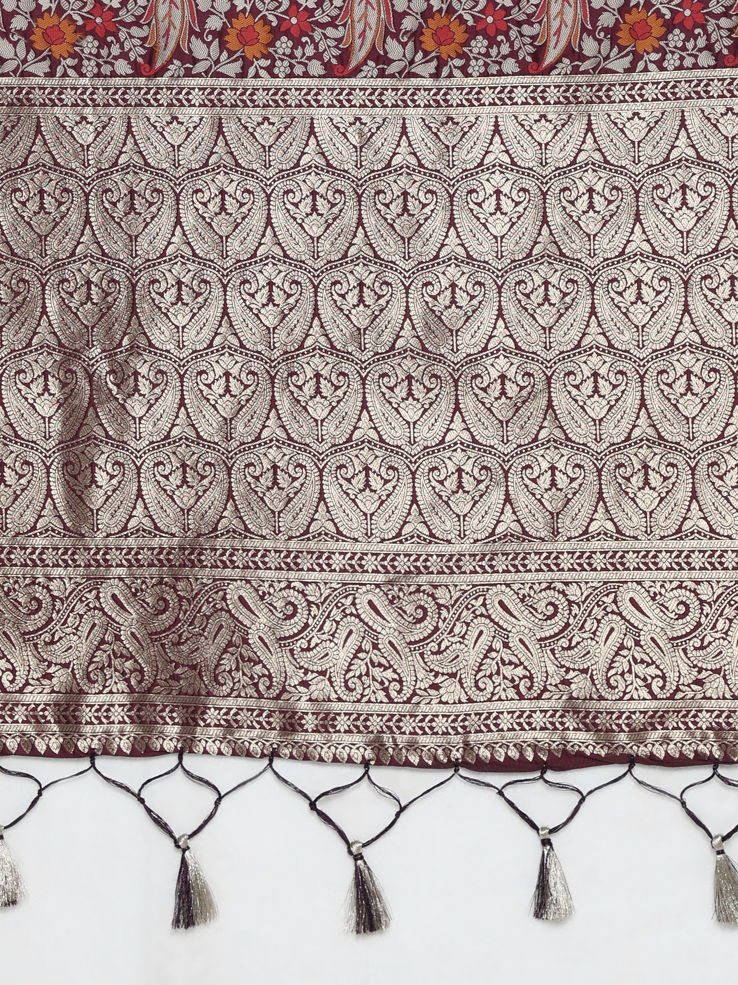 Wine Silk Blend Banaras saree - Ressa