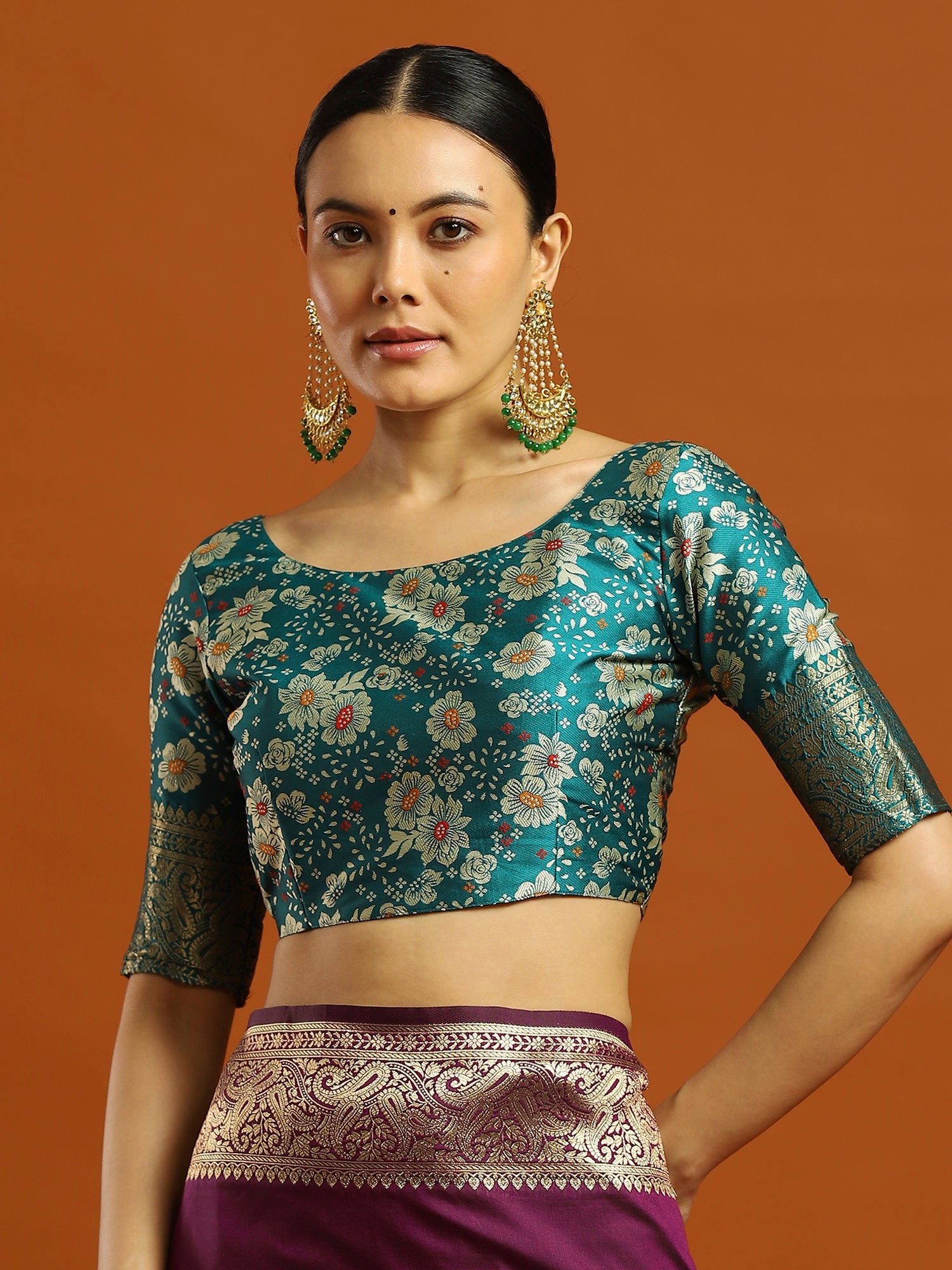Wine Silk Blend Banaras saree - Ressa