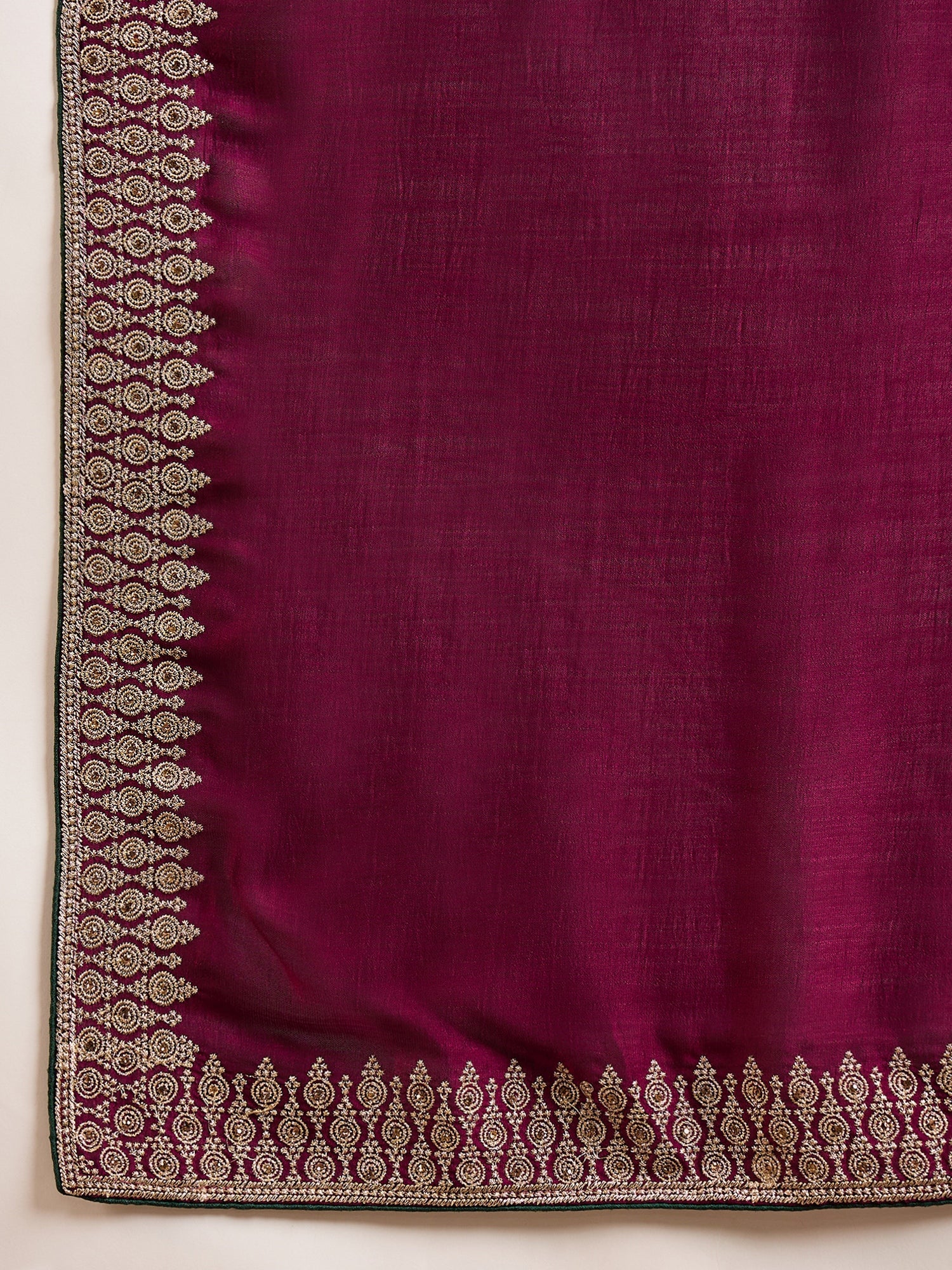Wine Silk Blend Solid Textured Saree - Ressa