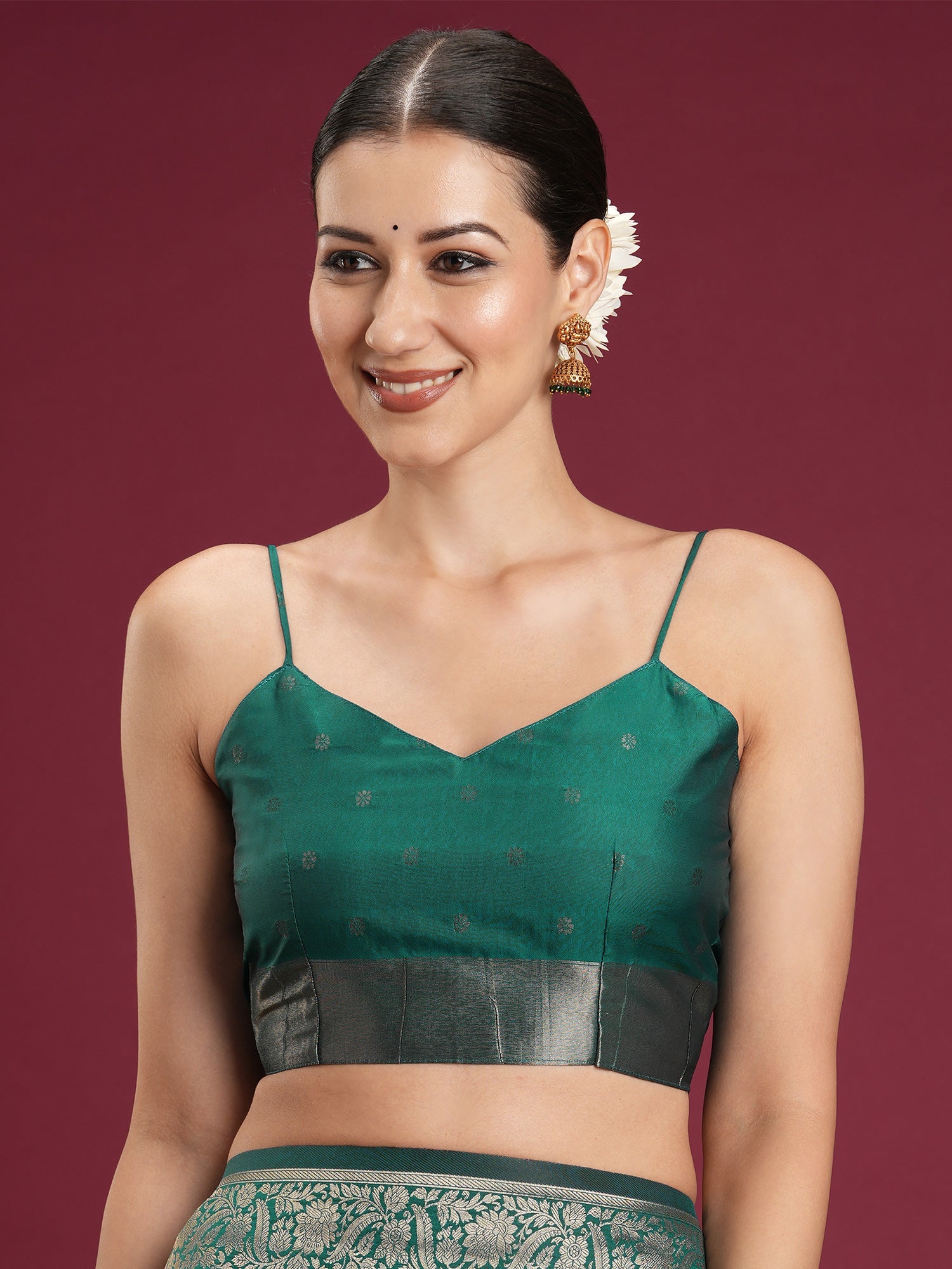 Wine & Teal Banarasi Silk Blend Saree - Ressa