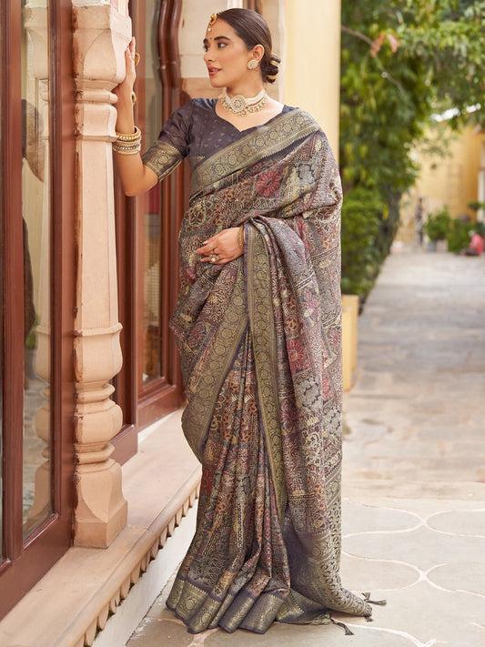Woven Design Ethnic Motifs Zari Sungudi Saree - Ressa